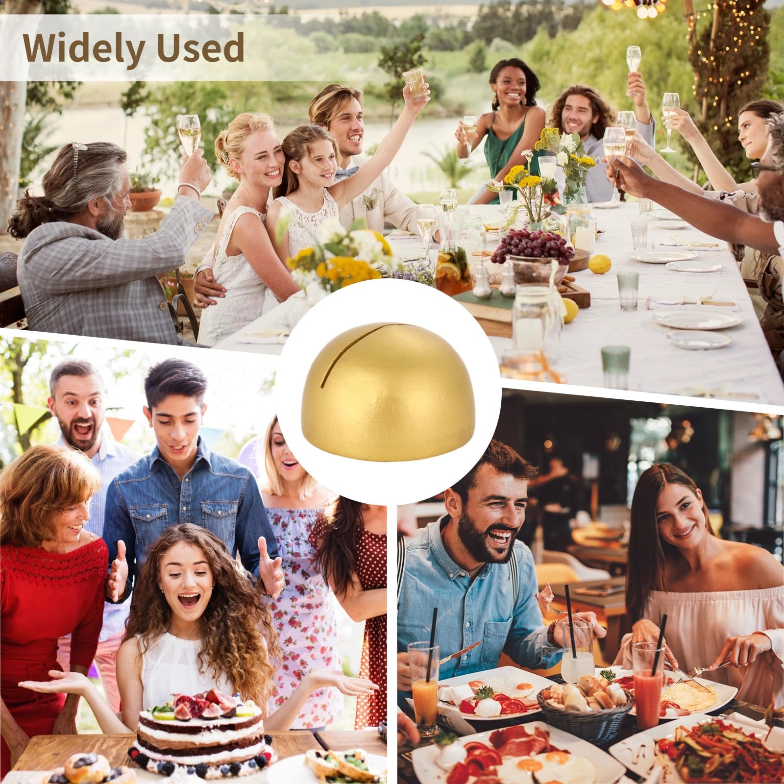 50 soportes para números de mesa, soporte redondo de madera dorada para tarjetas de mesa de boda, soporte de clip para aniversario, cumpleaños, banquete, restaurante