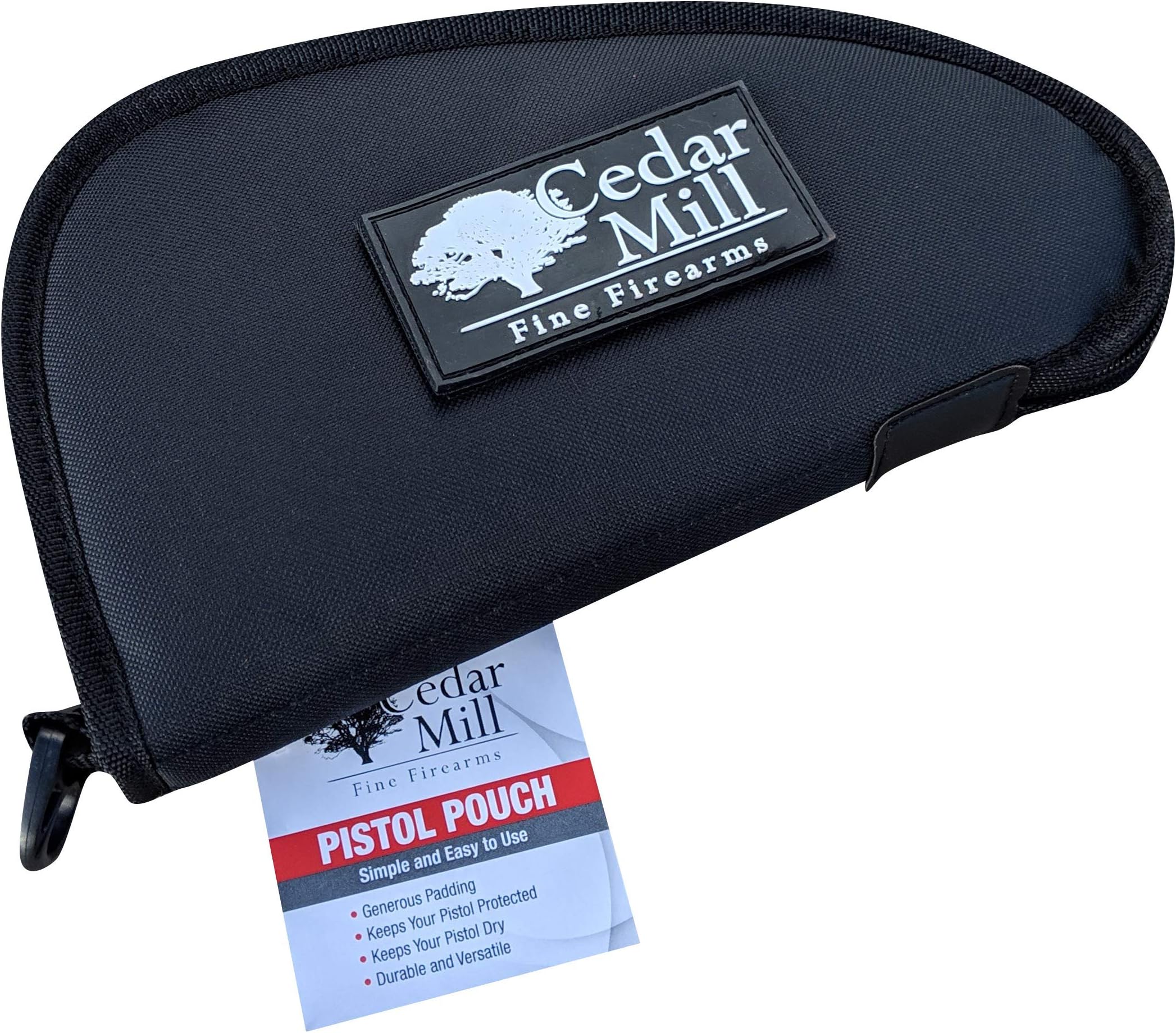 Cedar Mill Fine Firearms Gun Pouch Pistol Case – 9mm Large Carrying Rug w/zipper. Compact, Double-Padded Gun Holsters, Cases & Bags for Pistols and Revolvers w/extra storage