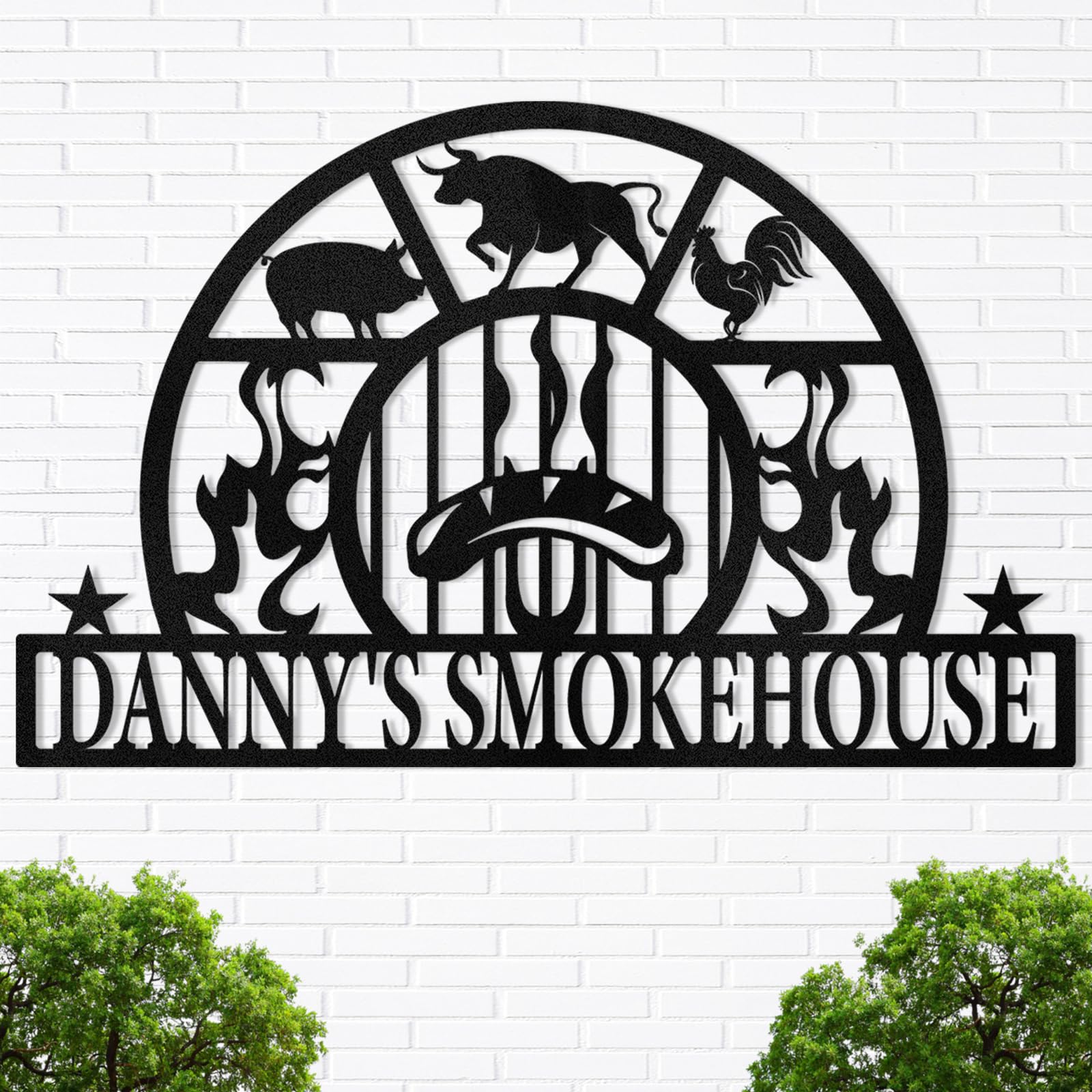 Custom BBQ Metal Name Sign, Personalized Camping Sign, Vintage Grilling Metal Signs for Outdoor, Porch Wall Decor, Home Decor Sign, Funny Kitchen