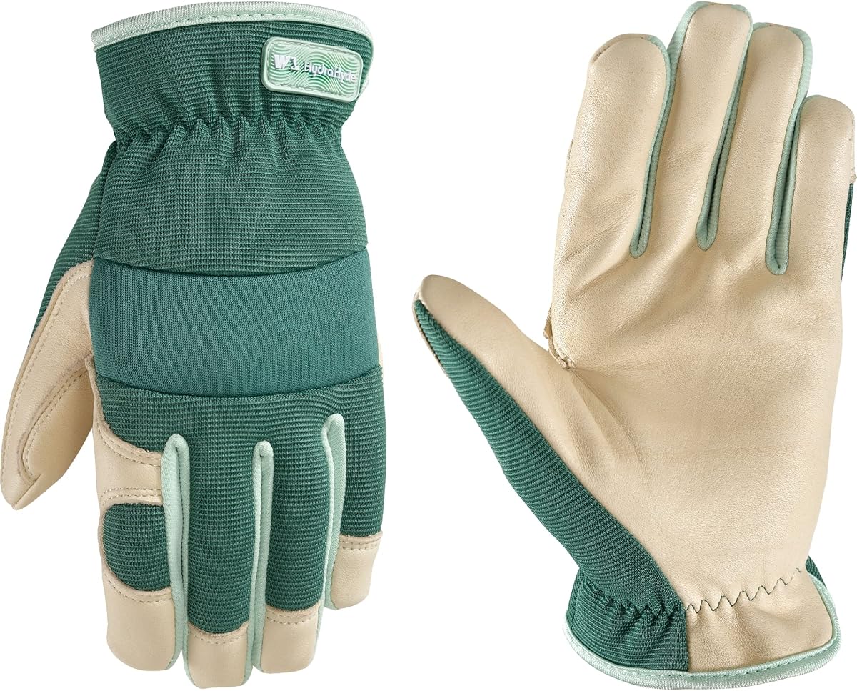 Wells Lamont Guantes de trabajo para mujer, guantes de jardinería HydraHyde resistentes al agua, verde, mediano (3249M)