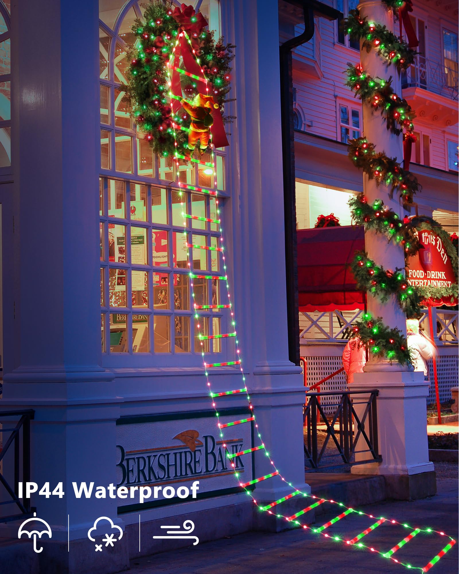 iShabao 9.8Ft Ladder Christmas Lights with Santa Claus, 338 LED Outdoor Christmas Lights Mains Powered with Timer - Image 3