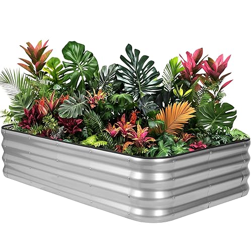 1MORE Raised Garden Bed -5X3X1 Galvanized Planter Box for Outdoor