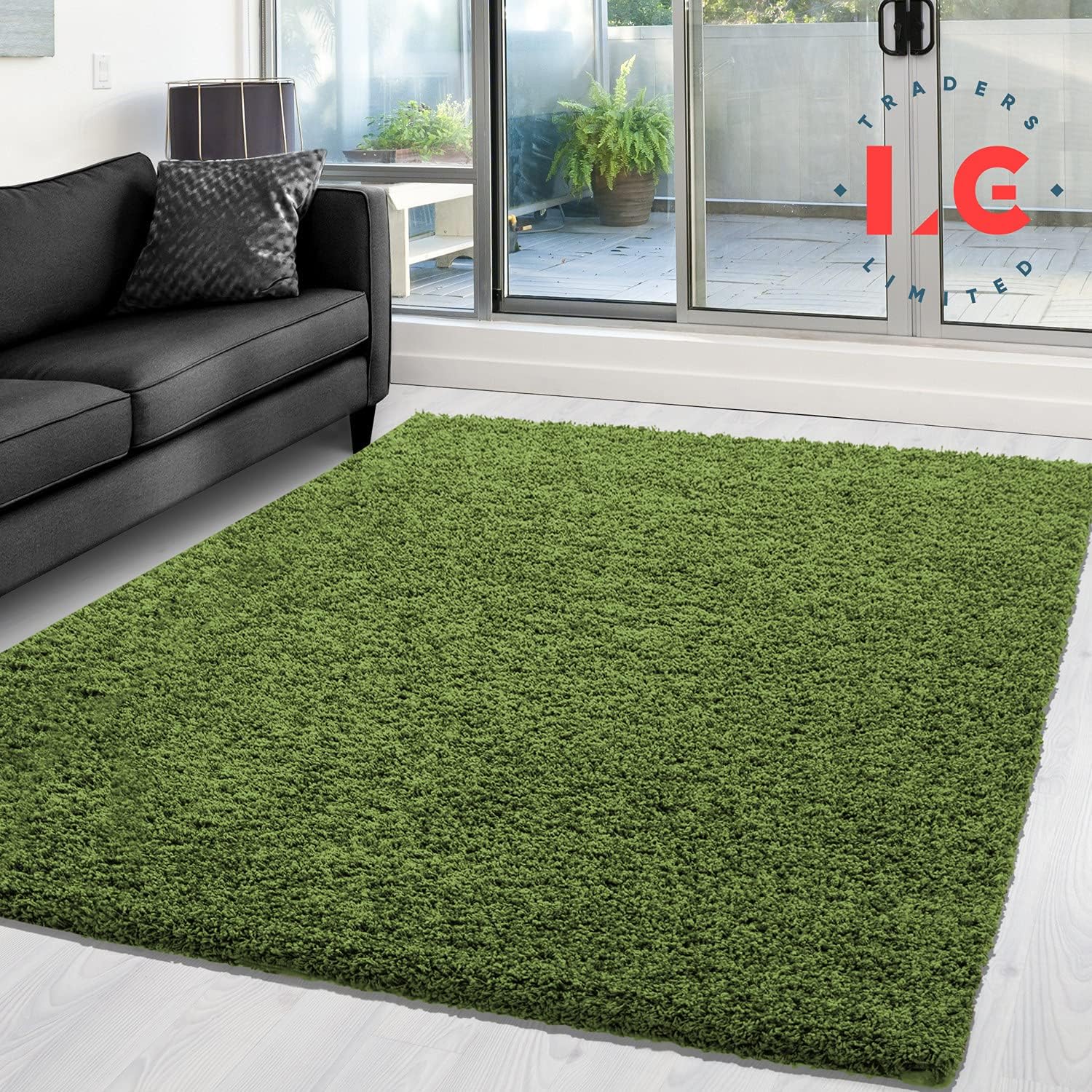 Soft Touch Shaggy Green Thick Luxurious Soft 5 cm Dense Pile Rug ...
