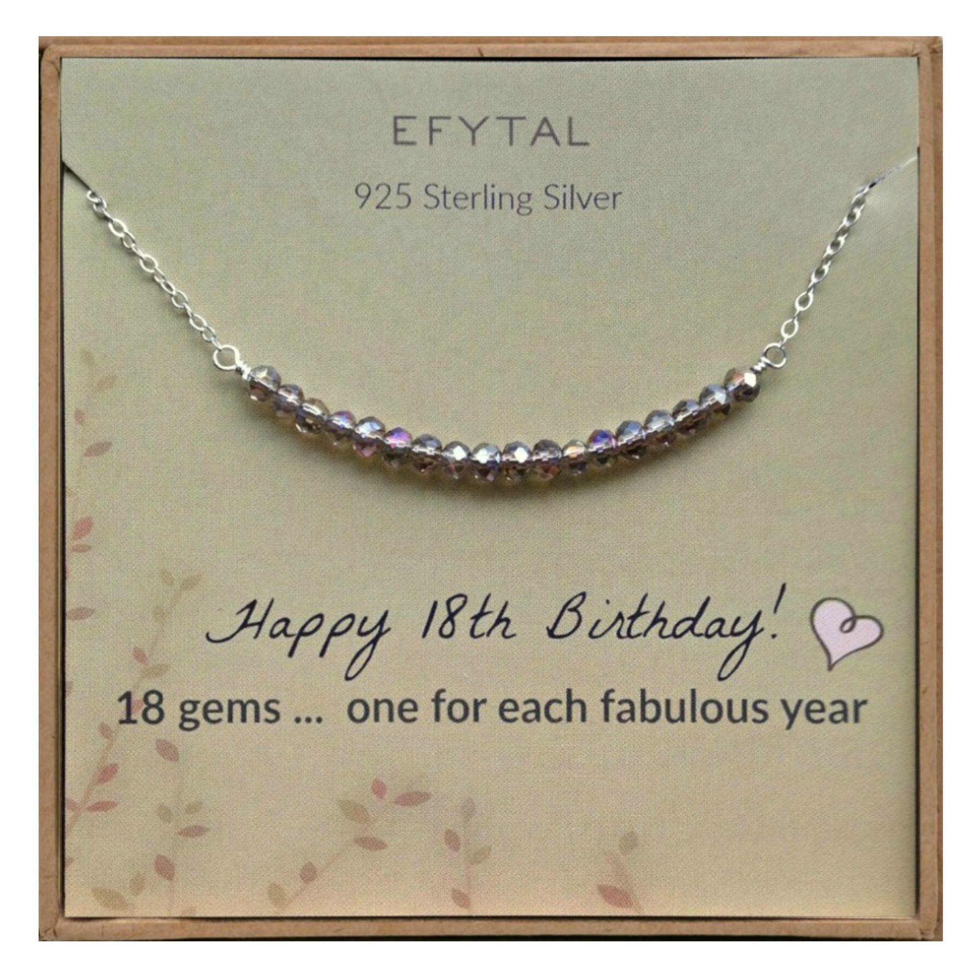EFYTAL18th Birthday Gifts for Her, 925 Sterling Silver Necklace for Women, Gifts for 18 Year Old, 18th Birthday Decorations, 18.5 Inch, Sterling Silver, No Gemstone