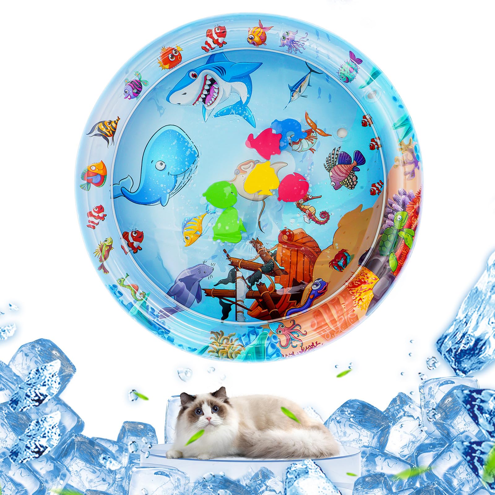 OSDUE Tappetino Gioco con Sensore Dell'acqua,Tappetino Gonfiabile per Pancia Gatti Tappetino Gioco Sensore D'acqua Ispessito Tappetino Raffreddamento Gonfiabile Portatile RegaliNatale