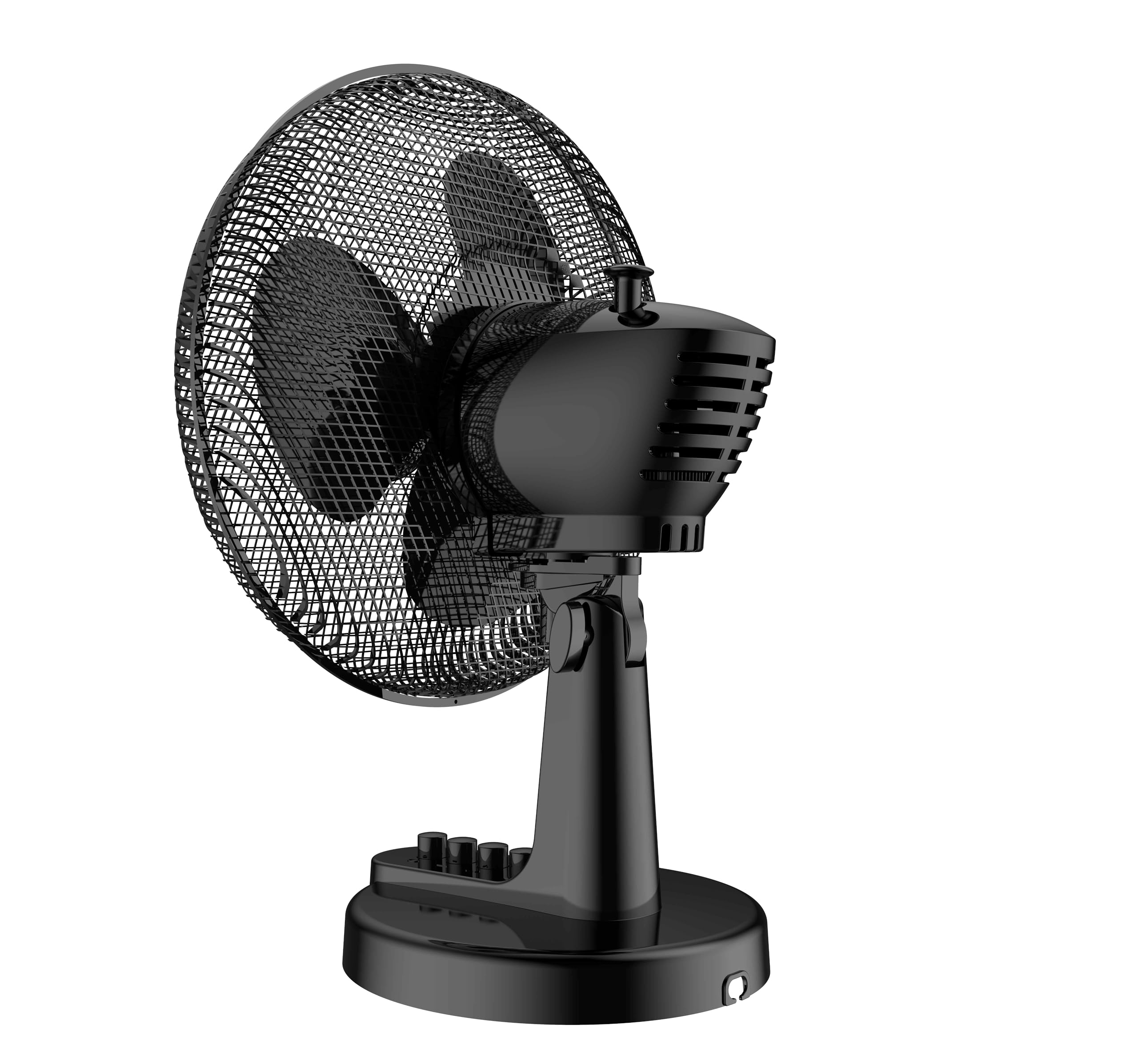 Megashopitalia Ventilatore da Tavolo 45 Watt Metallo ABS 3 Pale 3 Velocità Diametro 40 cm Oscillante (Nero)