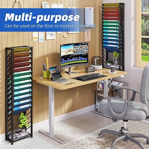 Miniatura 3 de Simple Trending Organizador de archivos de pared, soporte para carpetas de documentos de papel colgante de malla de 18 niveles, estante de