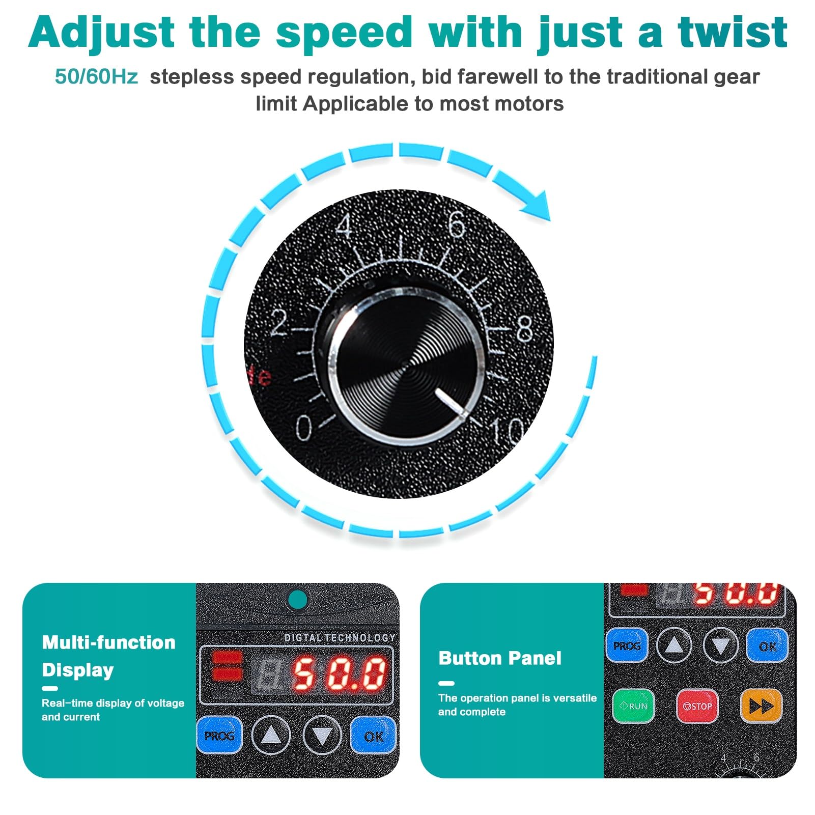 DEWIN Convertitore di Frequenza VFD,AC220V 1100W VFD Convertitore di Velocità Inverter per Motori Trifase Regolatore velocità del Motore Ingresso Monofase Uscita Trifase Regolatore di Velocità 220V