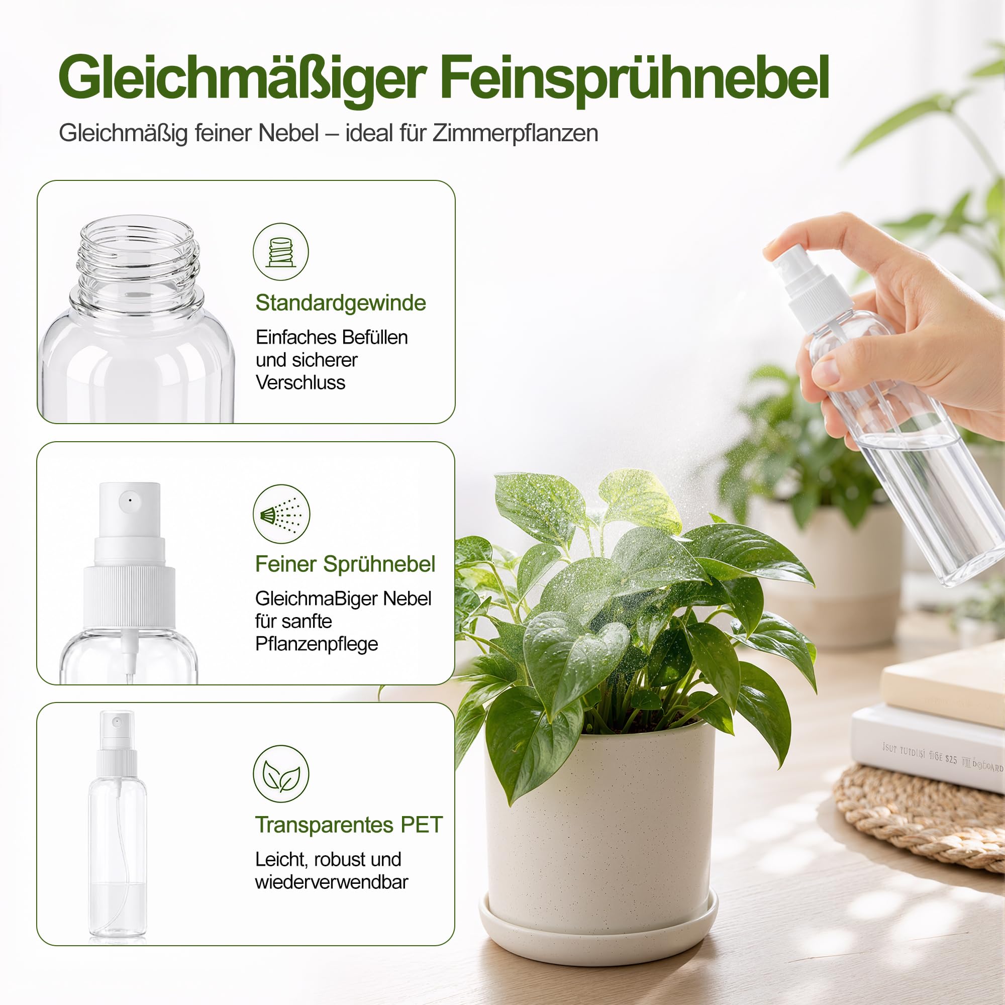 5x 100ml Zerstäuber Sprühflaschen leer, Sprayflasche für Parfüms, Öle und Festiger
