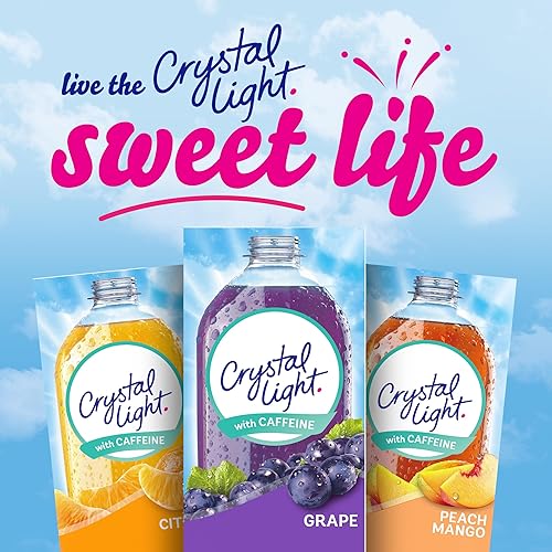 Miniatura 8 de Crystal Light Grape Naturally Flavored Powdered Drink Mix with Caffeine, 120 ct Pack, 12 Boxes of 10 On-the-Go-Packets