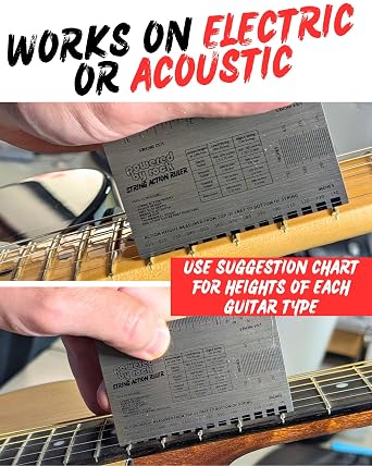 String Action Gauge for Guitar Setup - Precision String Height Ruler | Luthier Tool to Adjust Guitar Strings, Nuts and Pickups for Optimal Playability on Electric and Acoustic Guitars