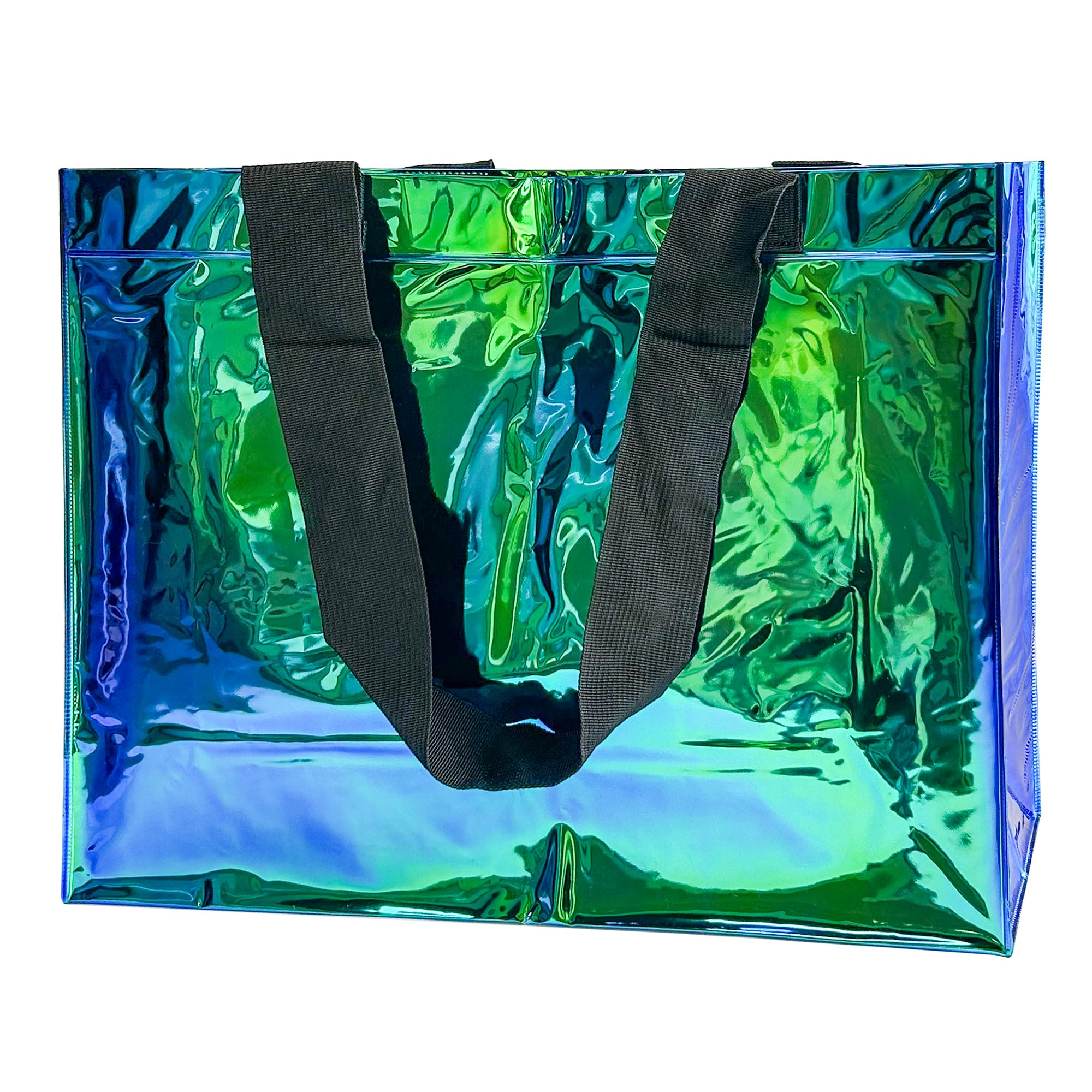 TotePrint Holografische Strandtasche aus PVC - Wasserdicht & Leicht (45x35x15cm) für Damen und Herren Urlaub, Schwimmbad, Festival