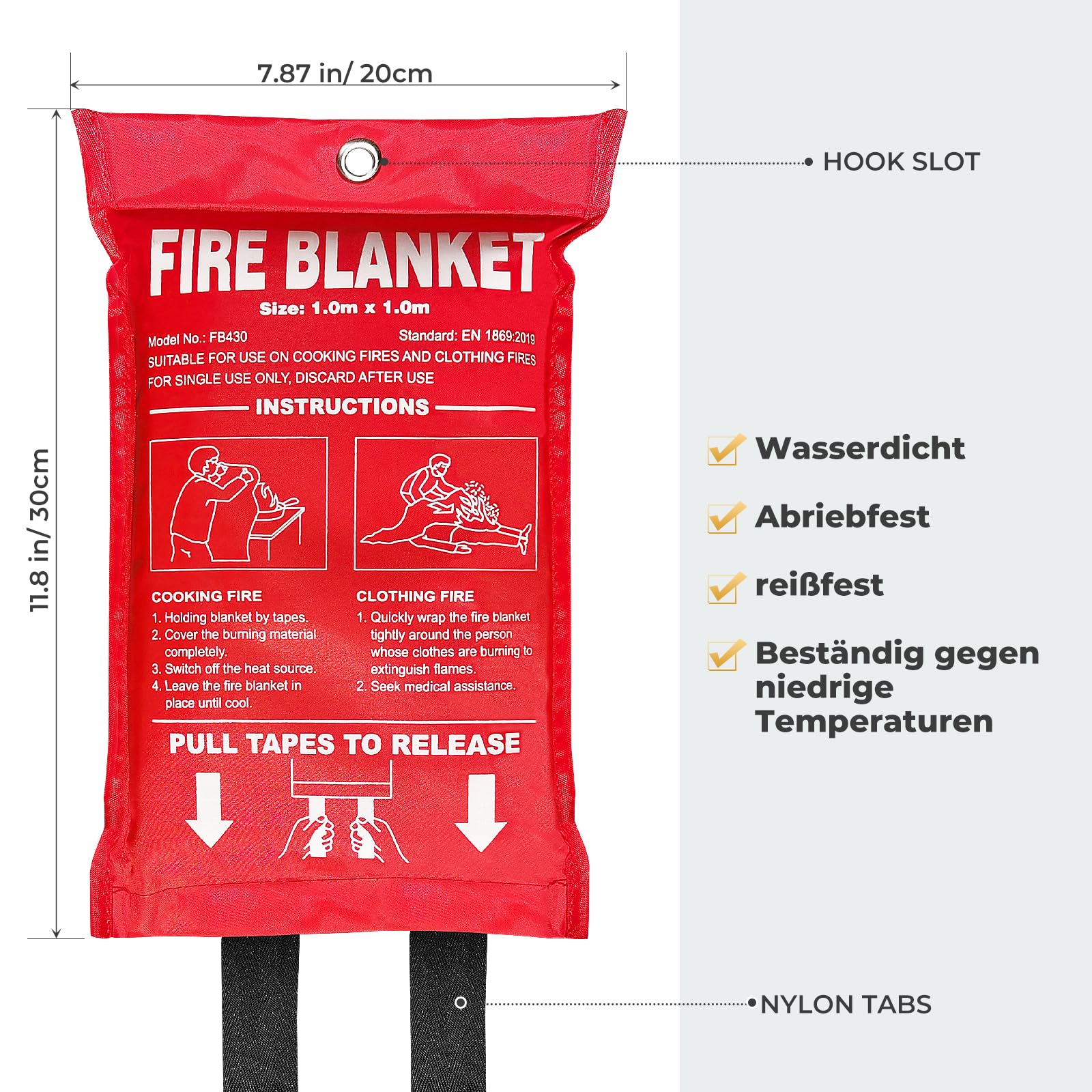 2 Coperte Antincendio 100x100 Cm - DIN EN 1869:2019, Per Cucina E Campeggio - Foto 6