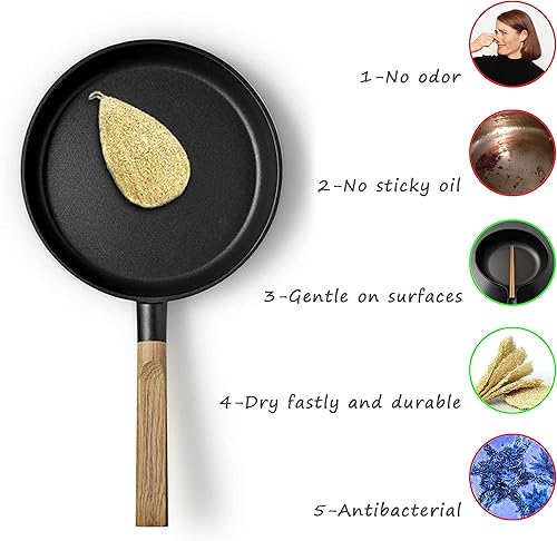 Miniatura 10 de Esponja natural para platos de lufa paquete de 10 esponjas de verduras Miw Piw para cocina, 100% biodegradable, compostable, almohadilla de