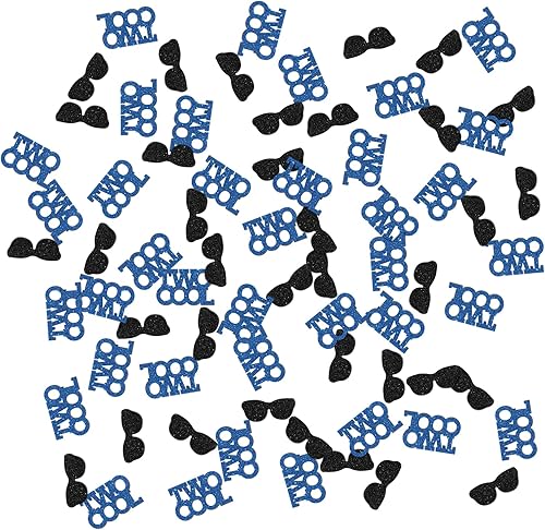 Dos geniales confeti con purpurina, dispersión de papel para bebé niño de segundo cumpleaños, confeti de fiesta de segundo cumpleaños, confeti, 120
