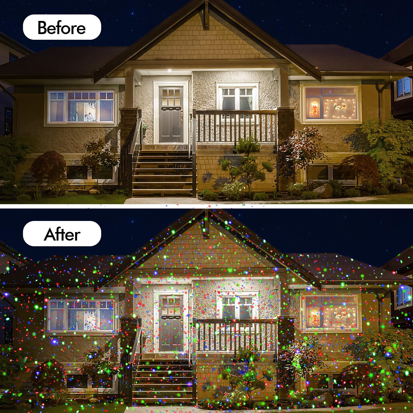 Poeland Garten Lichter Stern Weihnachten Projektor Moving Firefly Beleuchtung LEDs Farbe Blau Grün Rot