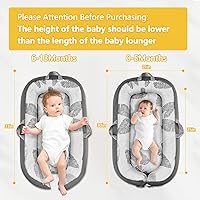 Vista 4 de Tumbona Portátil para Bebé Para Viajes, Transpirable y Cómoda 100% Algodón Tumbona para Bebé, Nido de Bebé de 0 a 24 meses Lavable a Máquina Tumbona