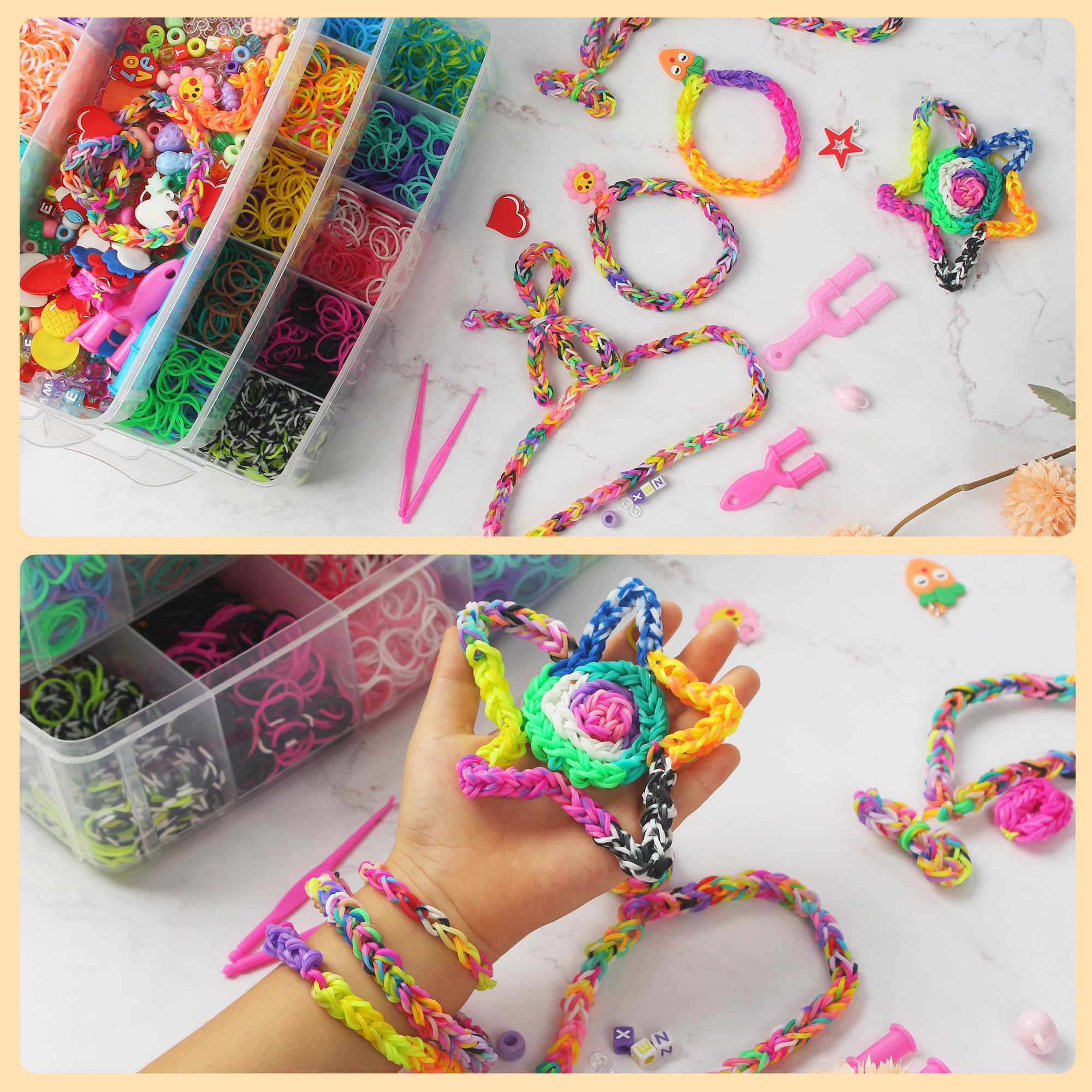 Loom Bänder Set Mit über 5000 Teilen – Inkl. Gummibänder, Perlen & Werkzeug Für Armbänder