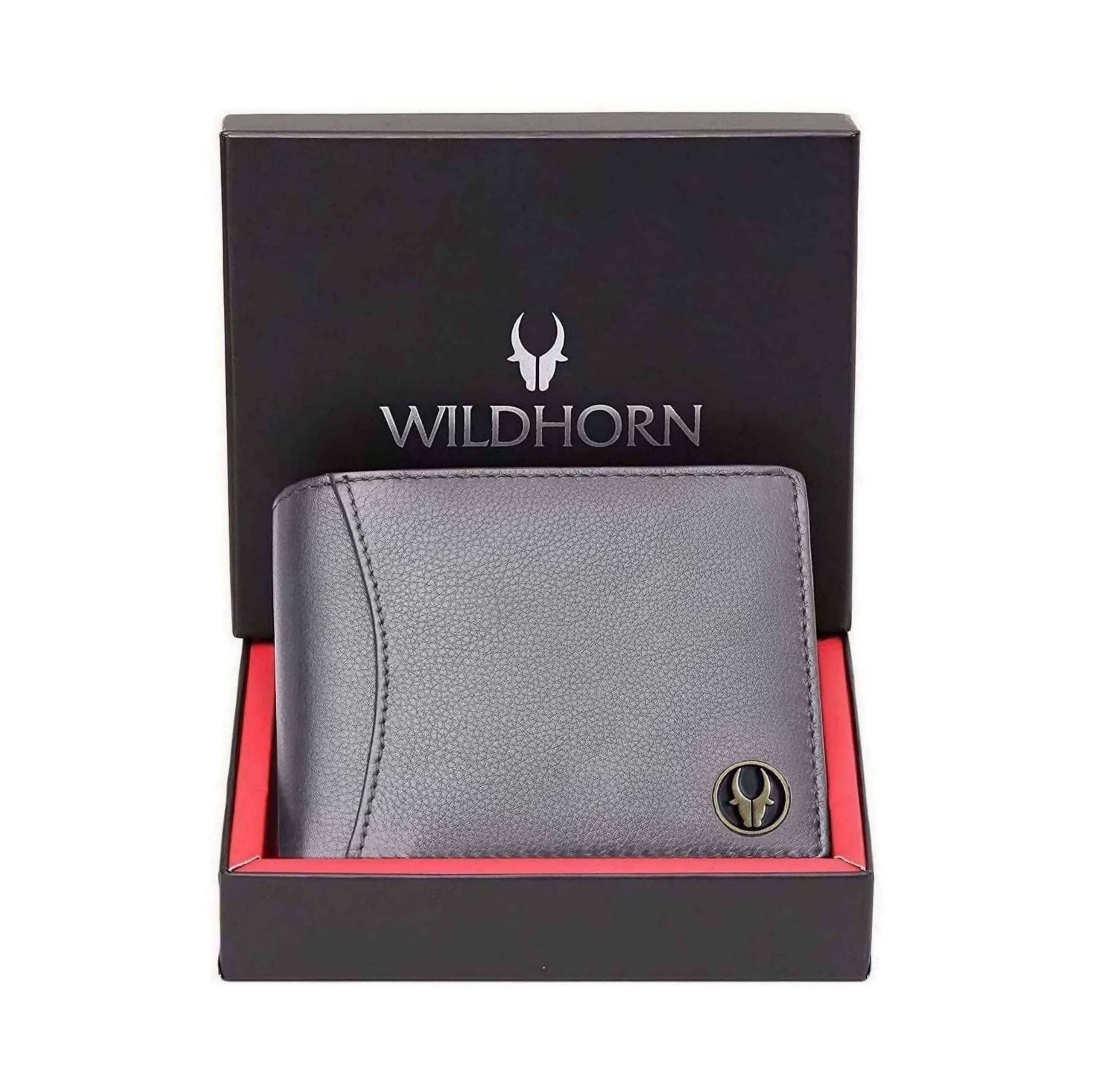 WildHorn Rfid Protected Leather Wallet For Men, Grey