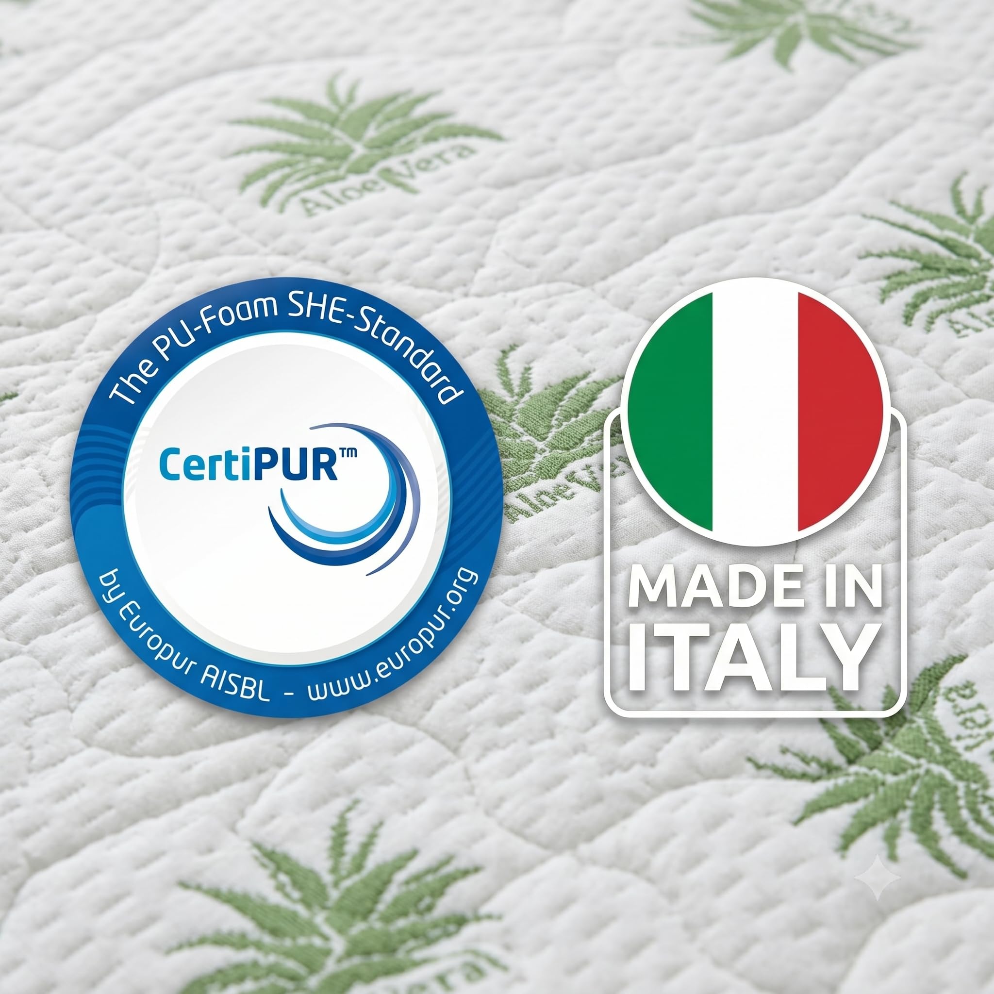 Materasso per Lettino Neonato 60x120 cm Spessore 10 cm con Cuscino – Rivestimento Aloe Vera Antiacaro, Traspirante e Lavabile antisoffocamento OEKO-TEX Standard 100 e CertiPUR
