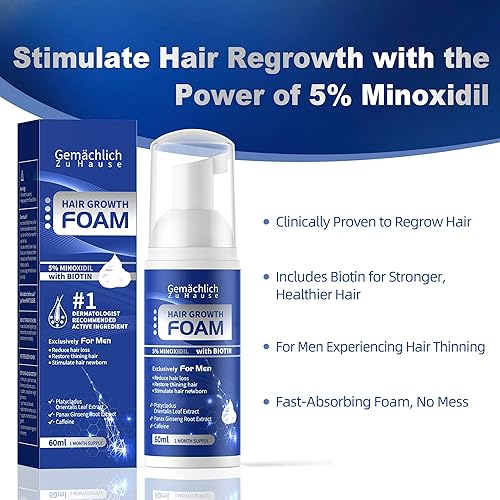 Miniatura 9 de Espuma de crecimiento del cabello de minoxidil al 5 % para hombres adecuada para adelgazamiento del cabello y pérdida de cabello al crecimiento del