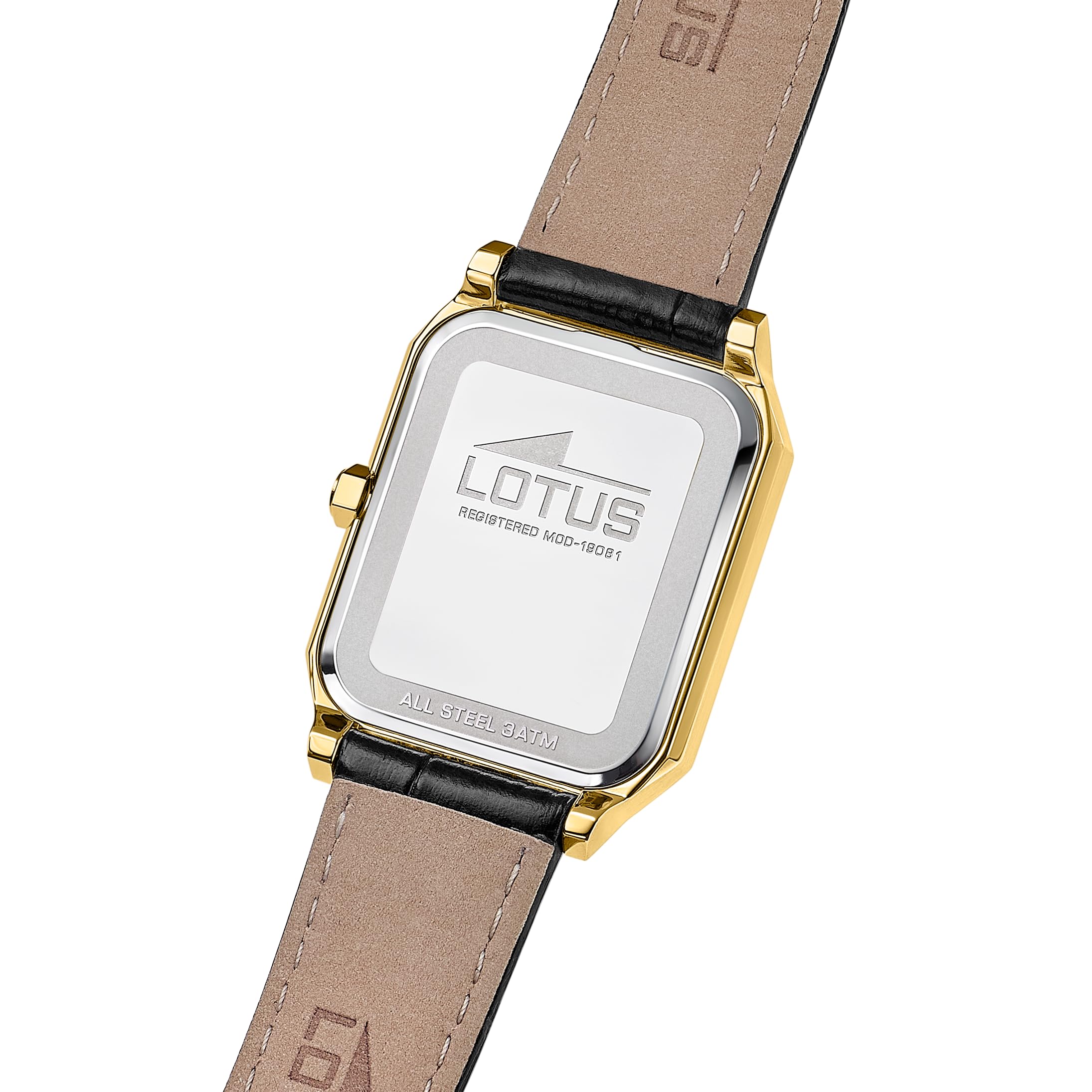 LOTUS Reloj Hombre Analógico de Acero Inoxidable y Cuero Negro