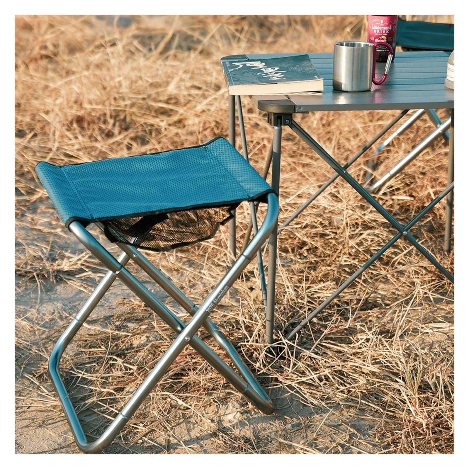 Tabouret Pliant Aluminium Ultra-léger pour Camping Pique-Nique pêche Voyage(Red)