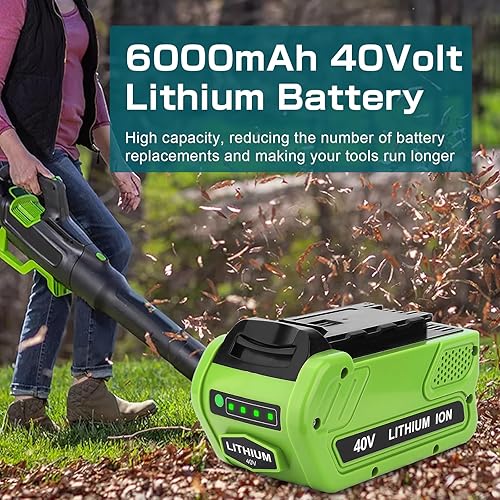 Miniatura 7 de Paquete de 2 repuestos de litio de 6.0Ah 40 voltios para batería y cargador GreenWorks de 40 V compatibles con batería GreenWorks G-MAX 40V 29472