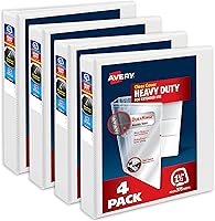 Vista 14 de Avery Carpeta de Vista de Servicio Pesado con 3 Anillos, Anillos Inclinados One Touch de 2", Contiene Papel de 8.5" x 11", 4 Carpetas Blancas (79790)