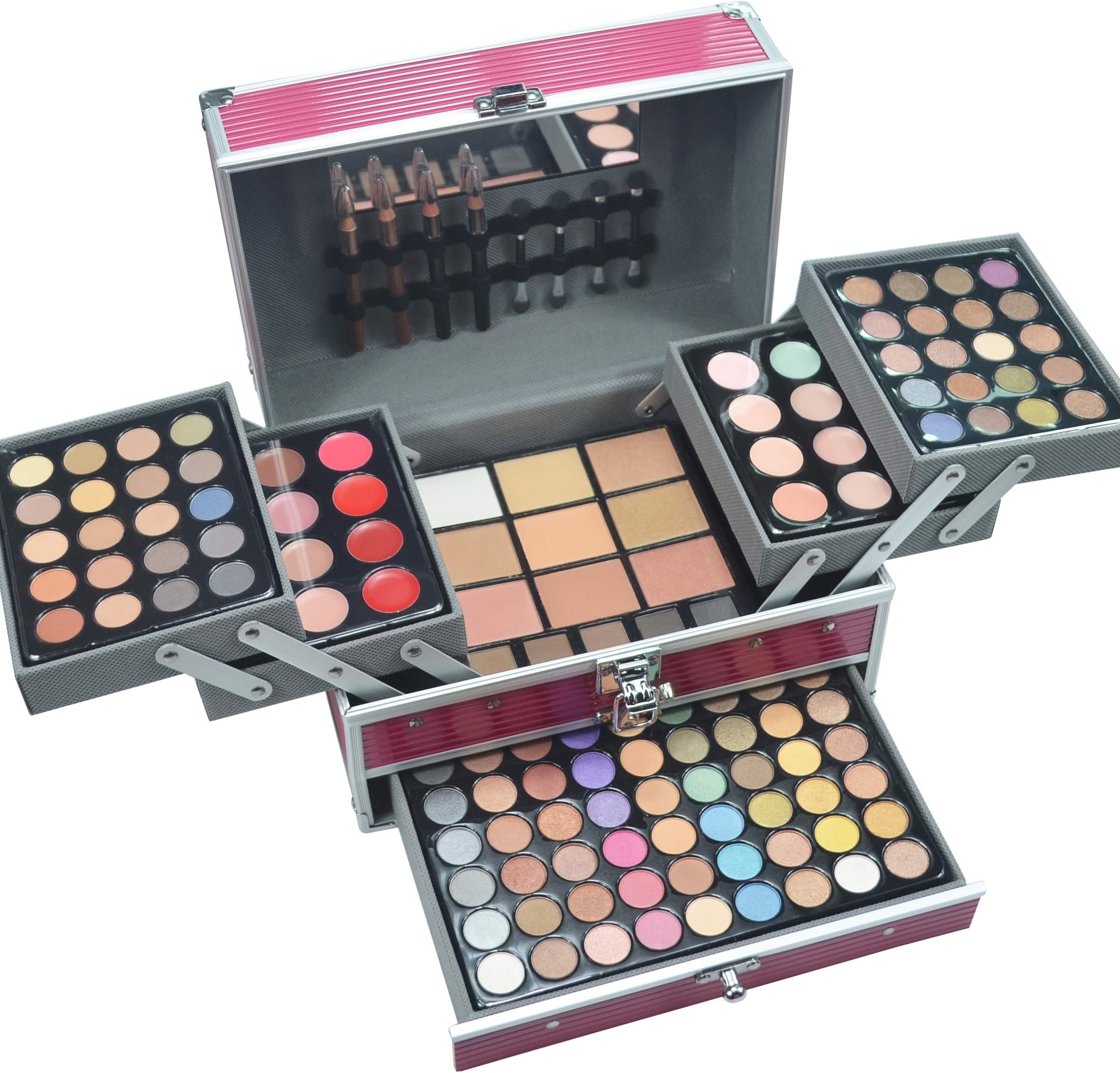 132 Colours Mix Eyeshadow Concealer Lip Gloss Pressed Powder and Powder Blusher Makeup Palette Set Kit - Makeup Toiletries Palette For Daily Use N1