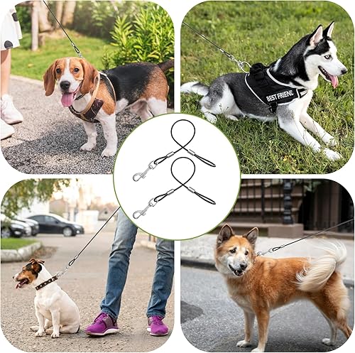 Miniatura 5 de Xindojuz - 2 correas extensoras de correa para perros a prueba de mordidas para entrenamiento, correas retráctiles resistentes para perros pequeños,
