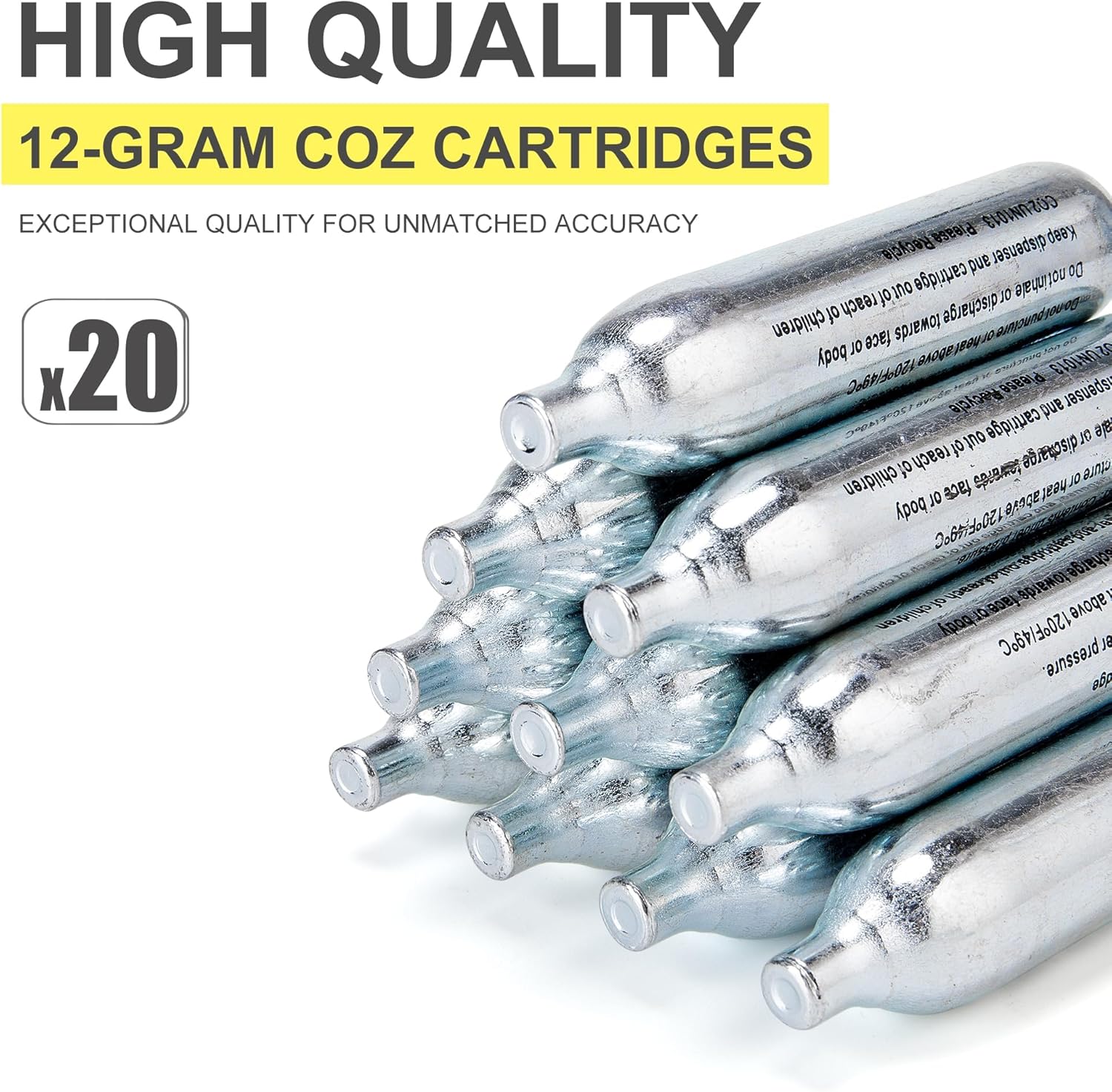 8 Gram / 12 Gram CO2 Cartridges, Non-Threaded,High-Grade CO2 Cylinder CO2 Cartridges for Paintball Guns,Pellet Guns, BB Guns and Airsoft Guns