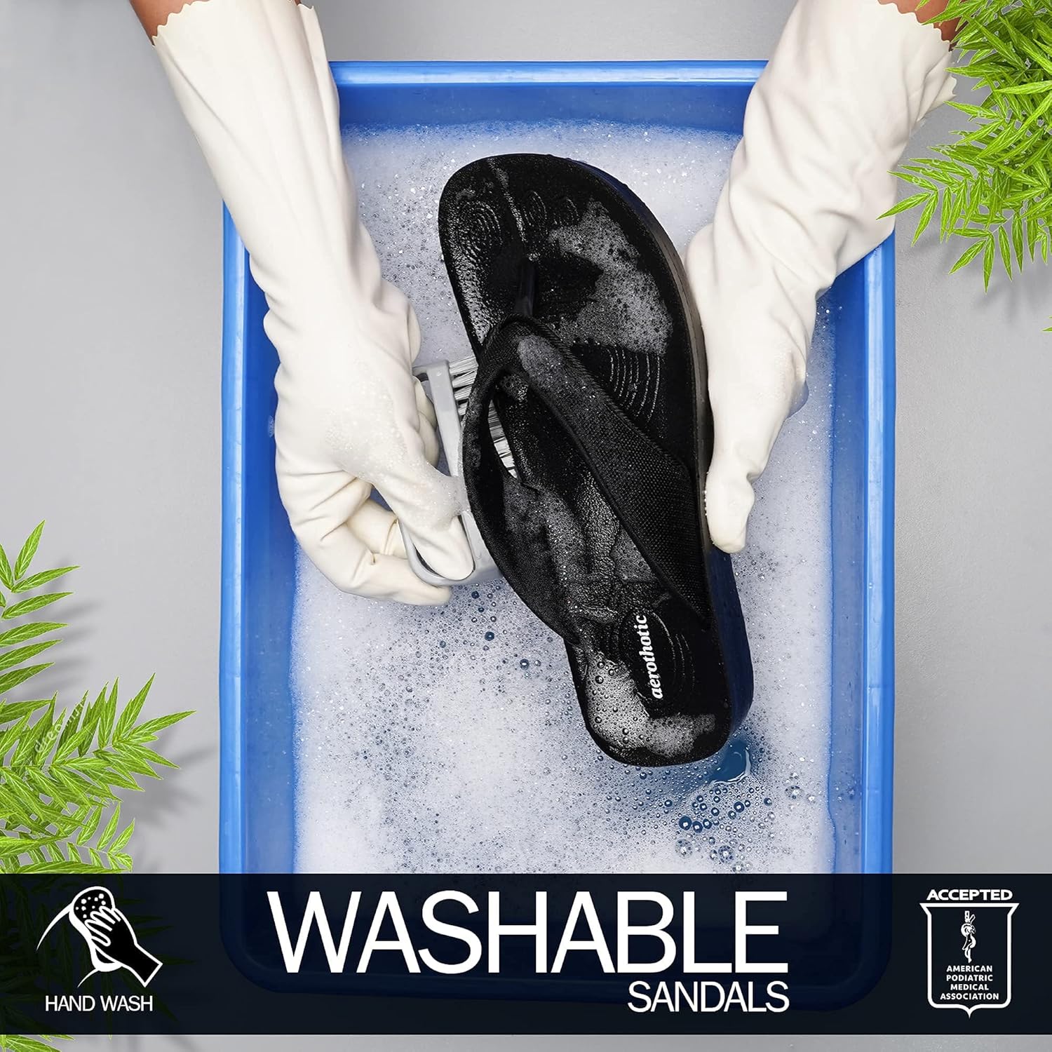 AEROTHOTIC Women's Arch Supportive Summer Orthotic Flip Flops Sandals 6 Black