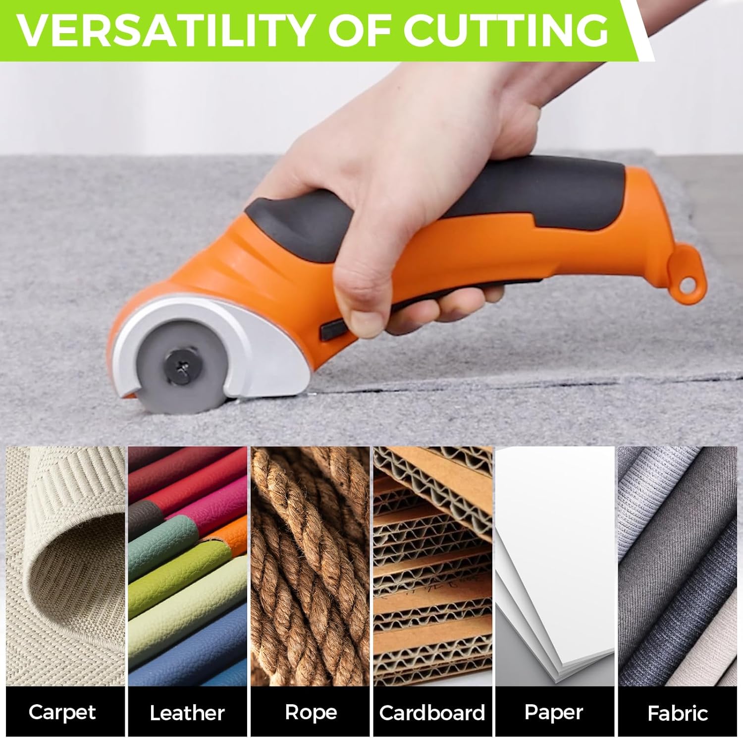 Cordless Electric Fabric Scissors, Power Rotary Cutter,Cardboard Box Heavy Duty Scissor, Rechargeable Sewing Shears (With 2 Blades)
