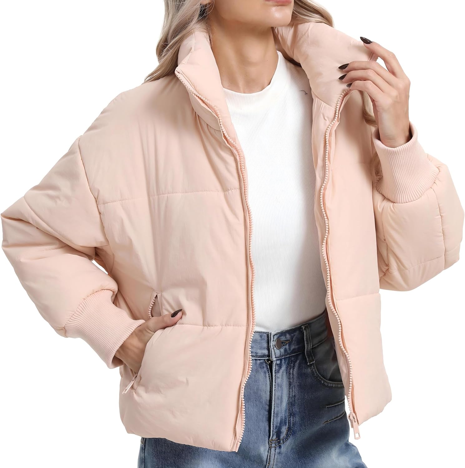 BenBoy Women's Winter Puffer Jacket Short Cropped Padded Baggy Crop Warm Quilted Jackets Short Casual Outerwear Coats - Image 2