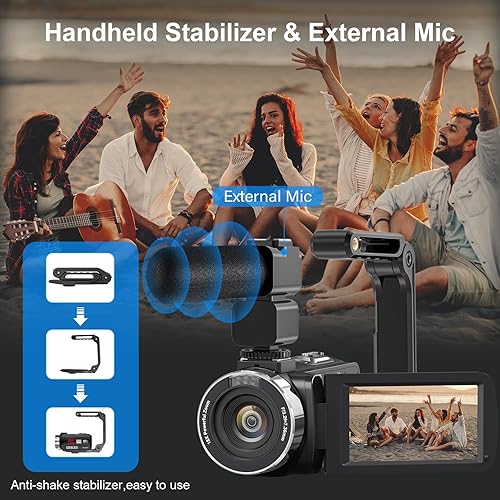 Miniatura 6 de Videocámara 8K Videocámara 64MP YouTube Vlogging Cámaras IR Visión Nocturna WiFi Videocámaras Webcam con Zoom Digital 18X Estabilizador de pantalla