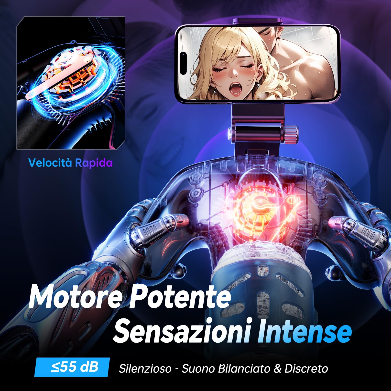 Masturbatore Uomo Masturbatore Maschile Sex Toys - Masturvatore per Uomo con Supporto per Telefono e Pulsanti di Controllo su Entrambi i Lati, 5 Modalità di Spinta & 1-10 cm, Sexytoysys Coppia Sex Toy