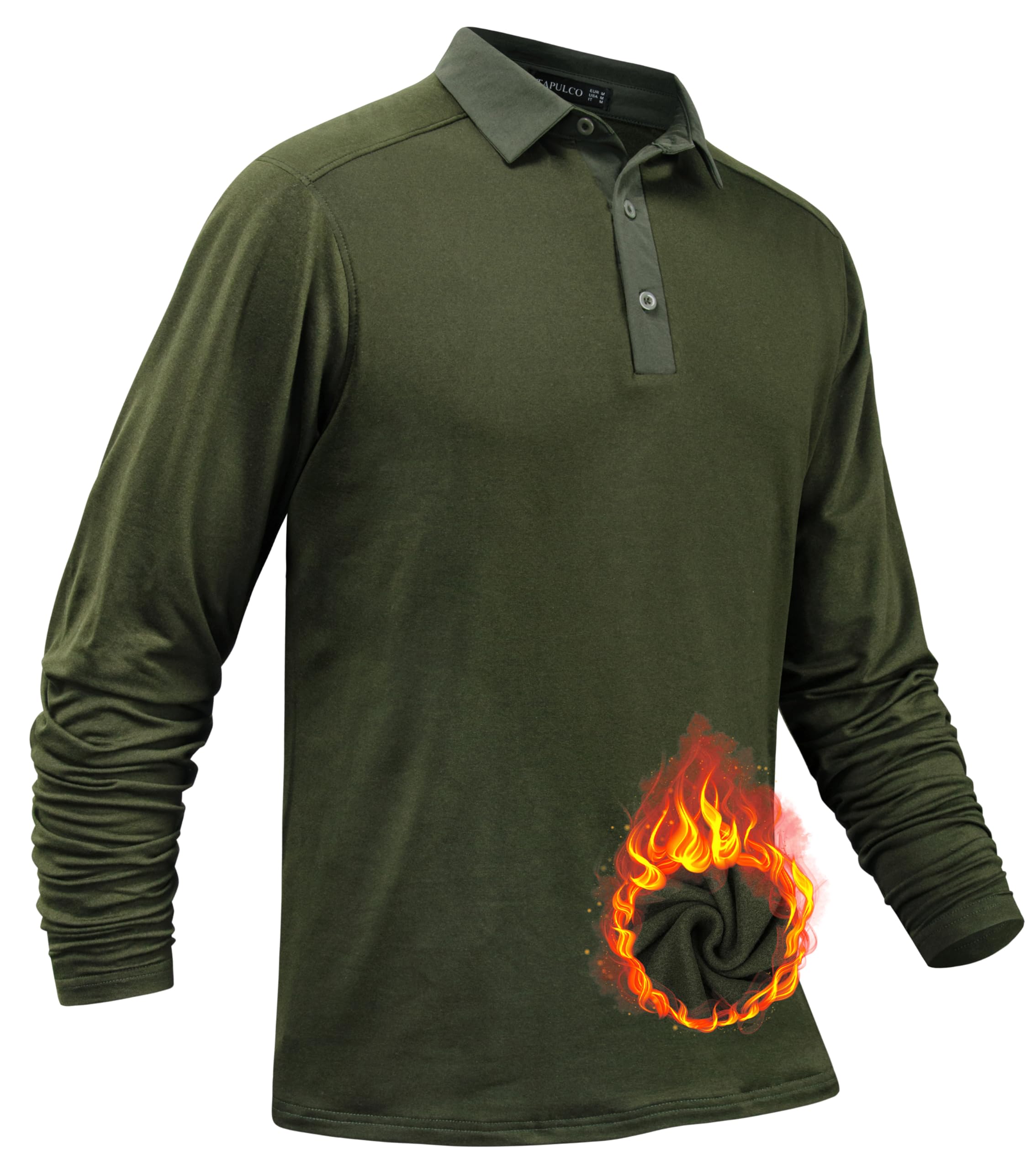 TAPULCO Mens Golf Polo Shirt Quick Dry Long Sleeve Casual Breathable Athletic Stretch Sports Collar