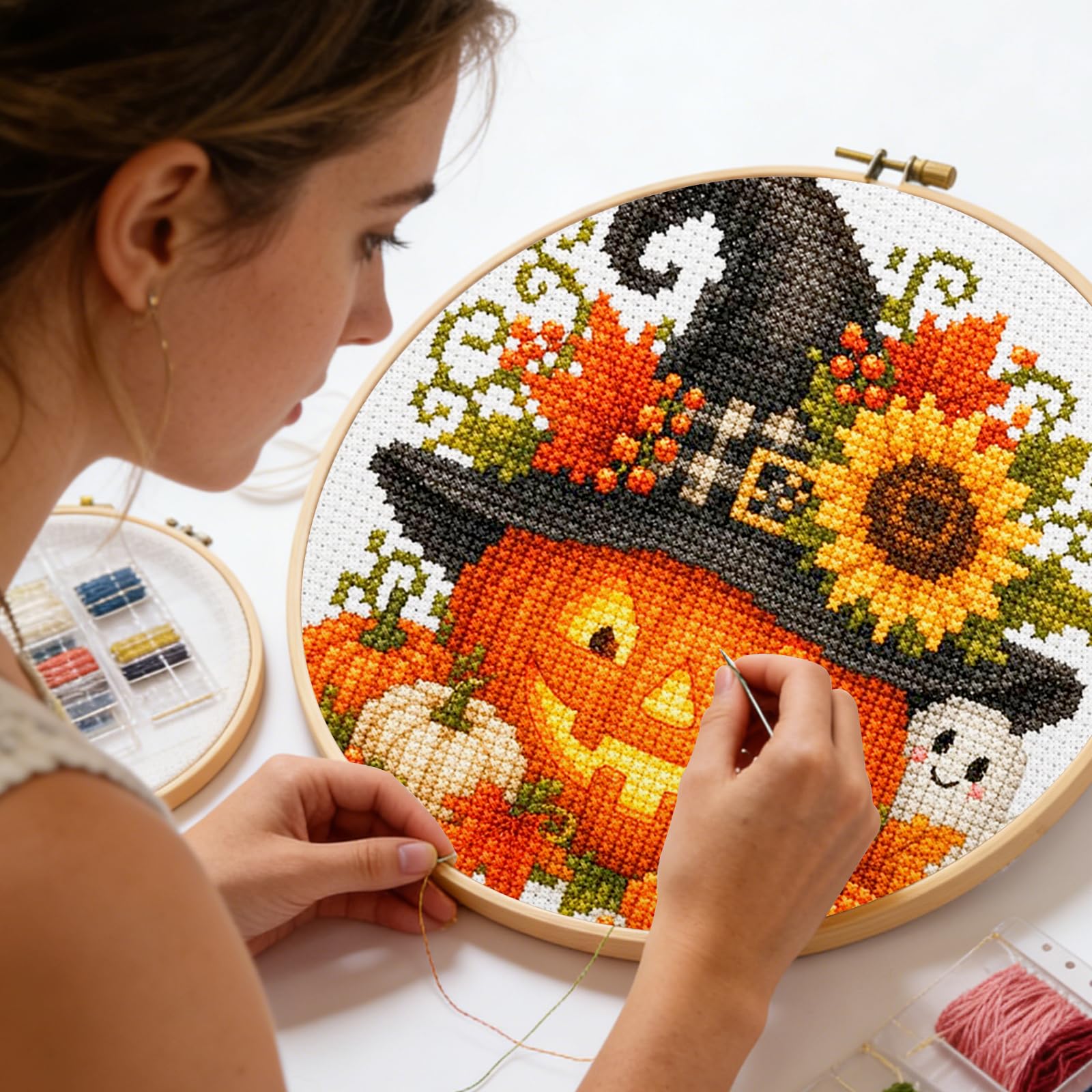 Zestaw do haftowania dyni 30x30 cm 11CT płótno wstępnie zadrukowane