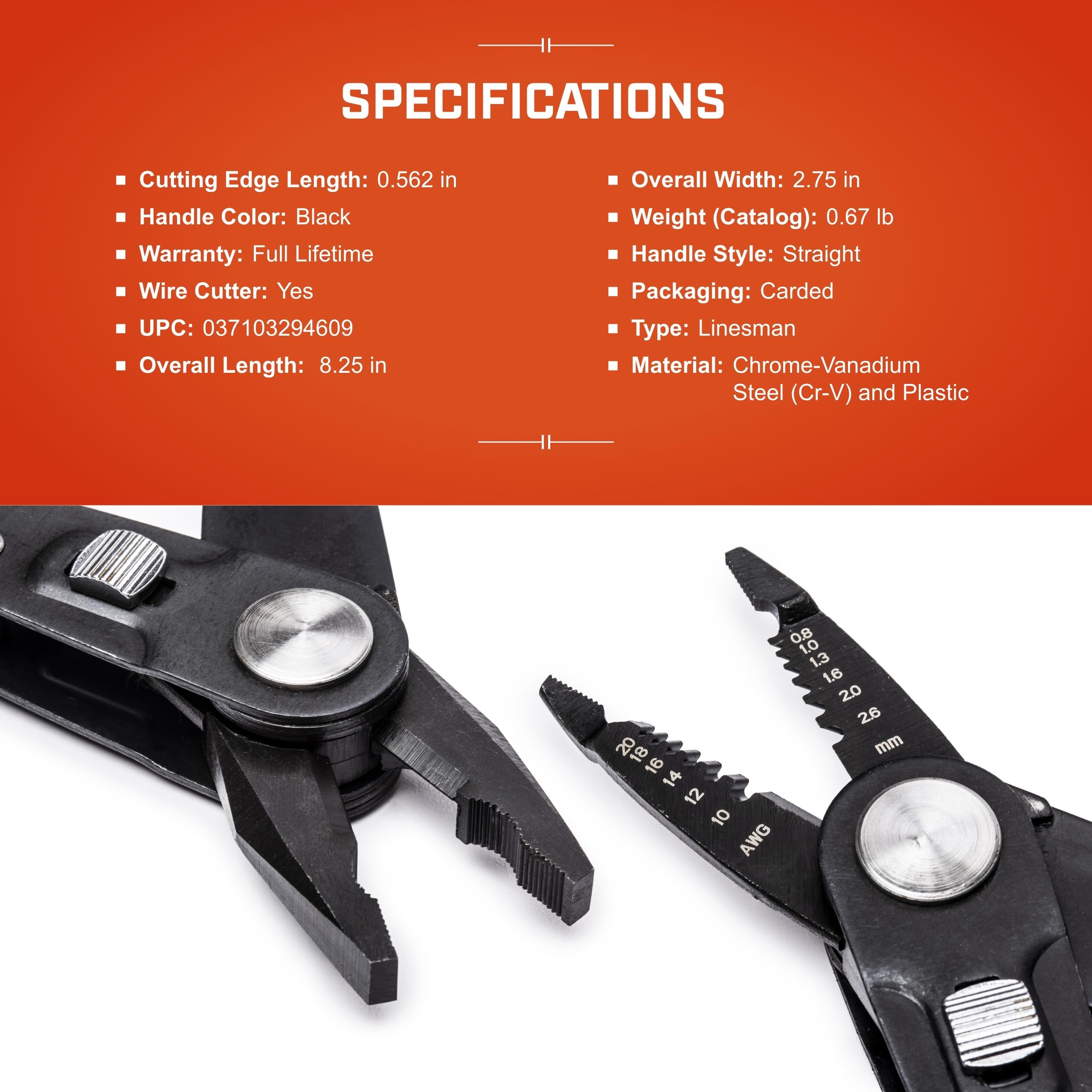 Crescent 2 in 1 Combo Dual Material Linesman's Pliers and Wire