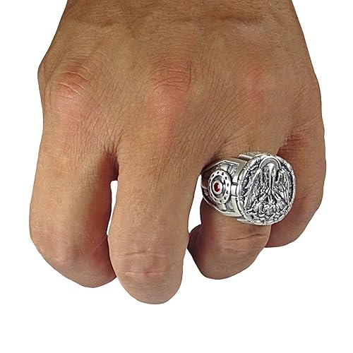 Miniatura 6 de Christian Pelican with Chicks Jesuit ihs Sterling Silver Cross Men Ring Knight Medieval