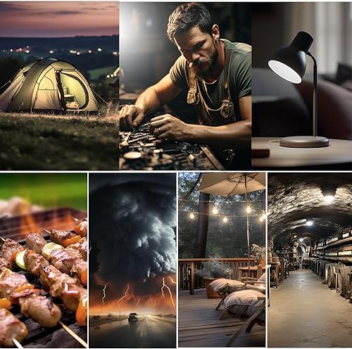 Miniatura 8 de Ostwiki Paquete de 6 bombillas recargables de emergencia, funciona con pilas, para cortes de energía, campamento, exteriores, huracán, 9 W, E27,