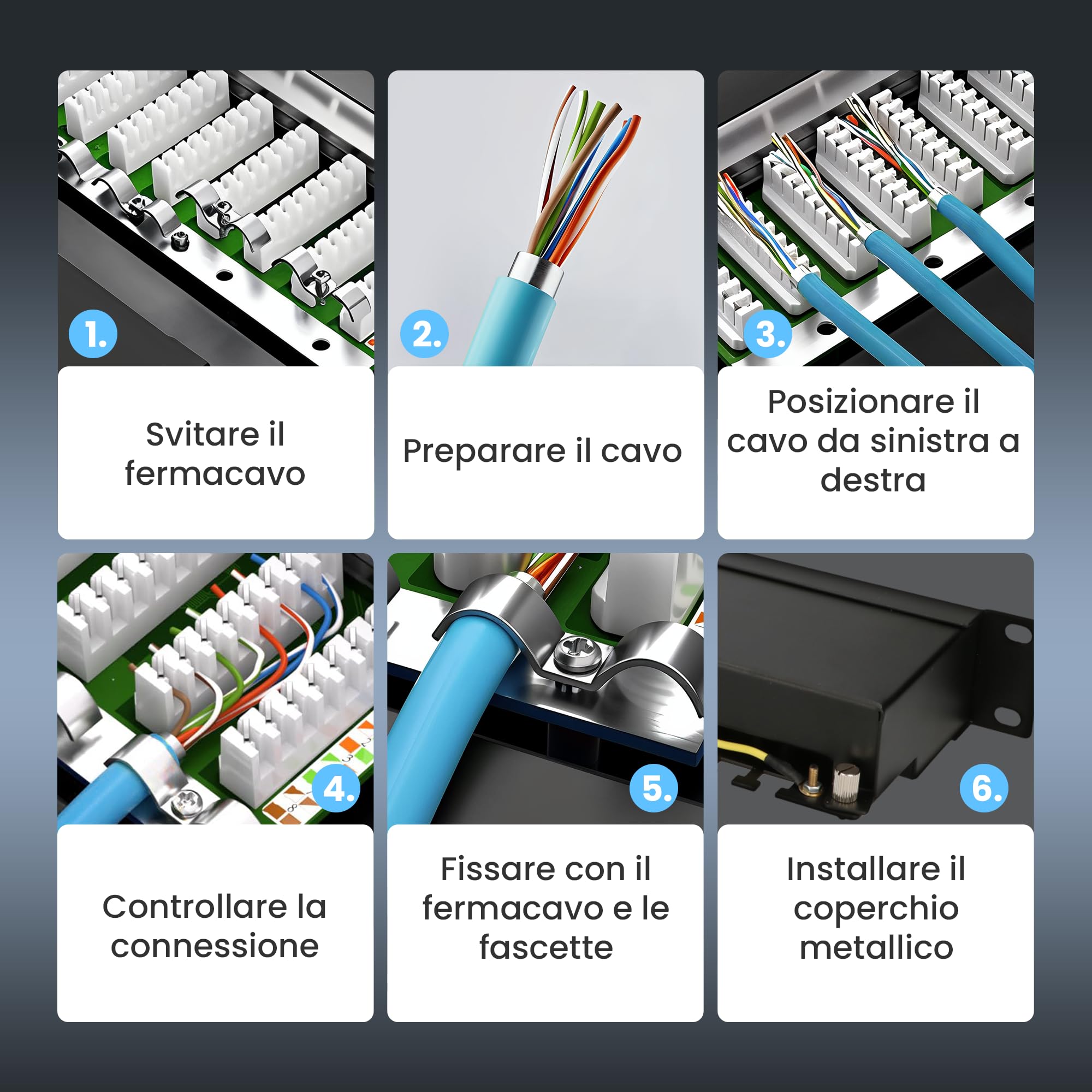 Extralink Patch Panel 24 Porte RJ45 Cat 6 STP 19 Pollici 1U per Rack