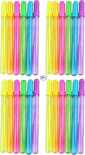 Paquetes de fiesta de varitas de burbujas, palos de burbujas de 4 onzas de colores surtidos con tapas a prueba de fugas, actividades divertidas de