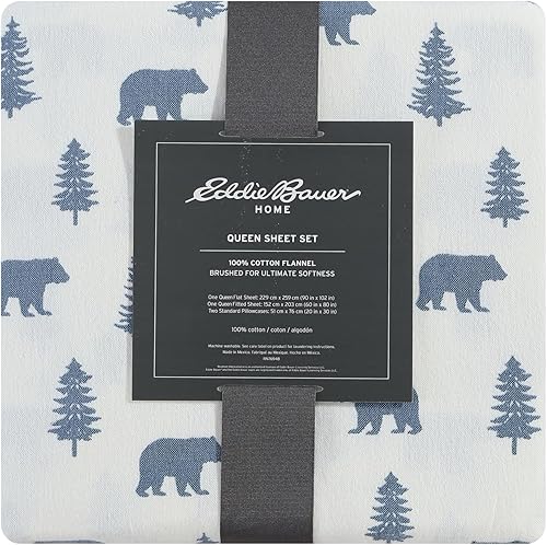 Vista 111 de Eddie Bauer - Full Sheets, Cotton Flannel Bedding Set, Brushed For Extra Softness, Cozy Home Decor (Dog Friends, Full)
