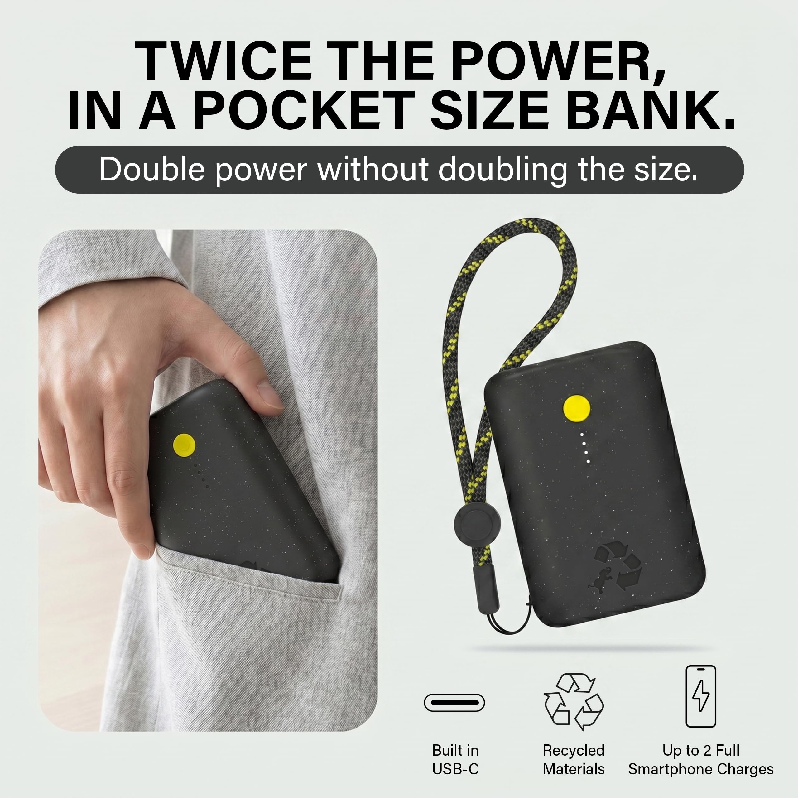 Nimble Champ Tragbares Ladegerät, 10000mAh Power Bank Schnellladung, 20W Dual USB-C Akku Pack mit Kabel, Travel Essential Power Bank für iPhone Laptops Galaxy Tablet Pixel iPad Macbook Kindle Airpod