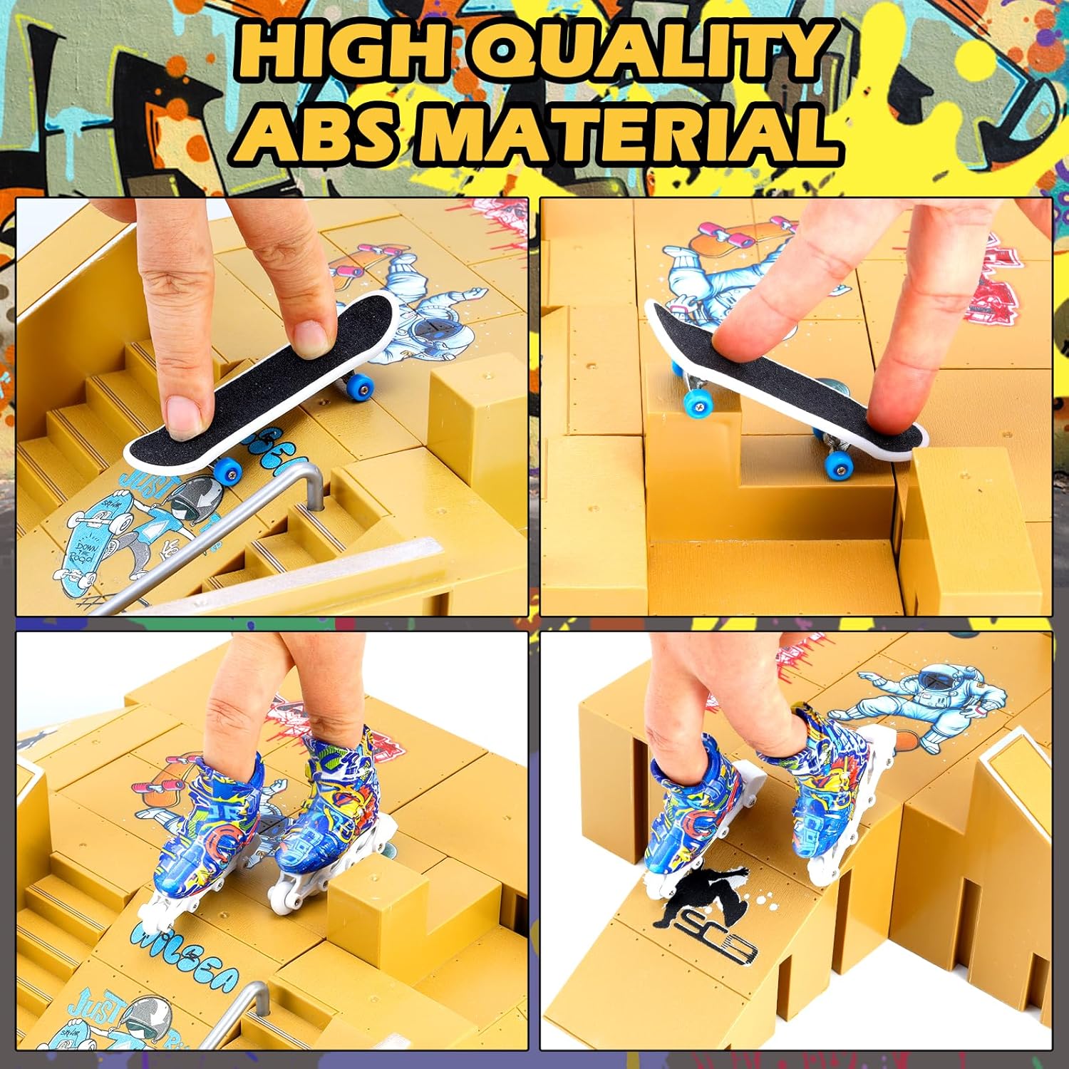 Finger Skateboard Skateparks ramp 8- in-1 kit Sets,Fingerboard Obstacles，Deck Ramps Mini Finger Skateboard Park kit, Finger Skateboards for Kids Birthday Toys etc