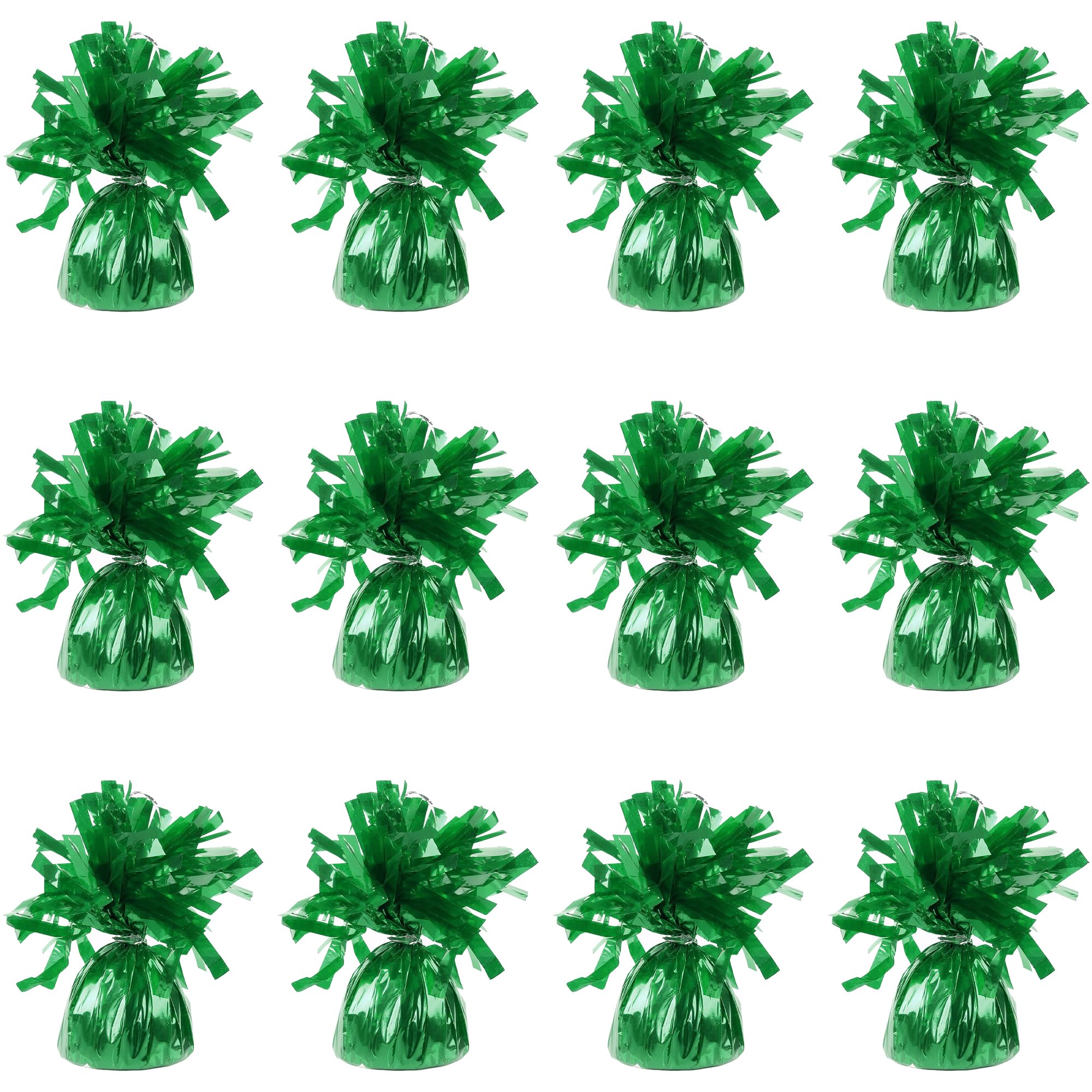 Foil Balloon Weights for Helium Balloons in Green Foil - 12x 160g Heavy Balloon Weights Birthday Party Wedding Celebration Décor with Tassles