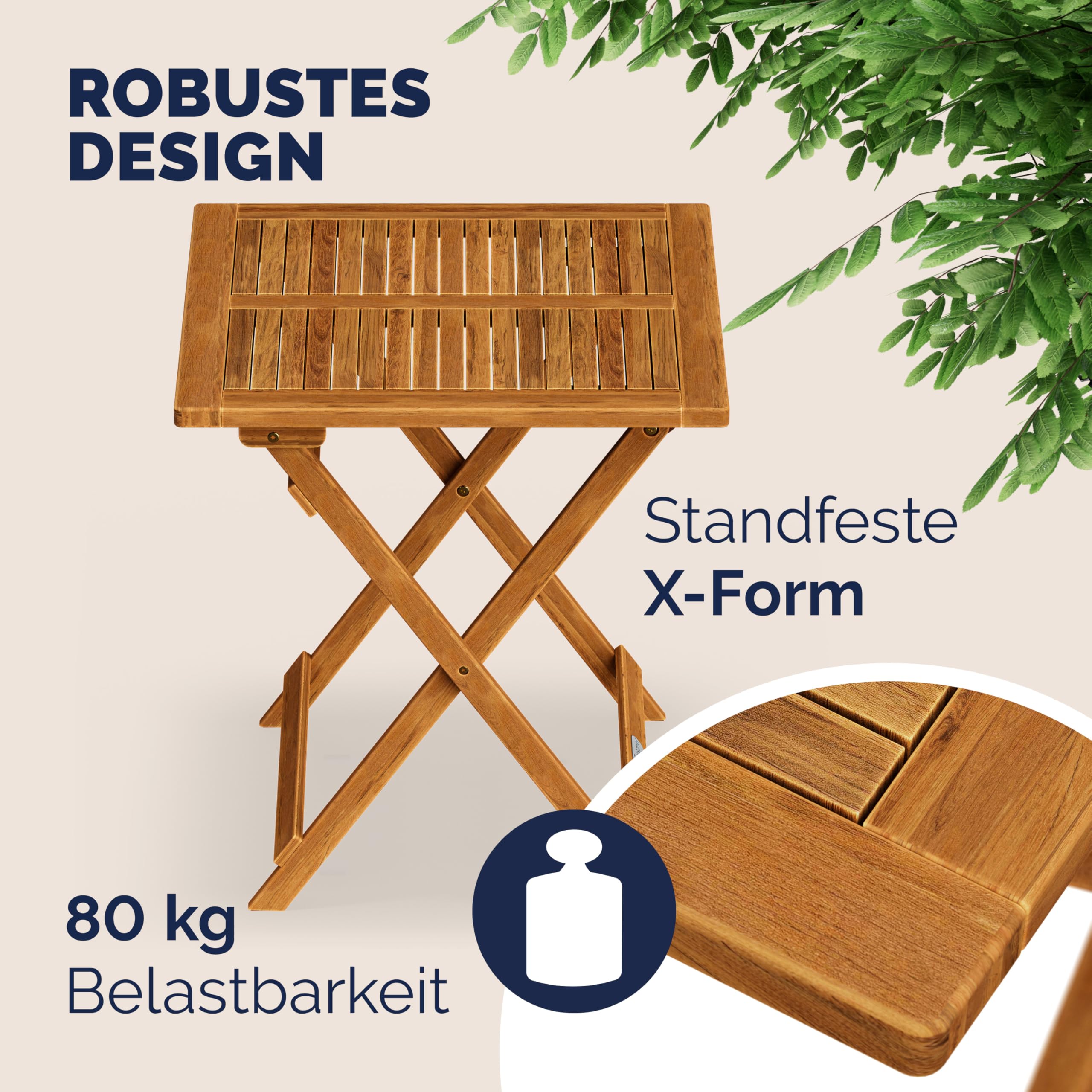 Casaria® Balkonmöbel Set 2 Personen Wetterfest Holz FSC®-zertifizierte Stühle Klappbar 160kg Belastbar Balkon Garten Terrassenmöbel Möbel 3-TLG. Akazie