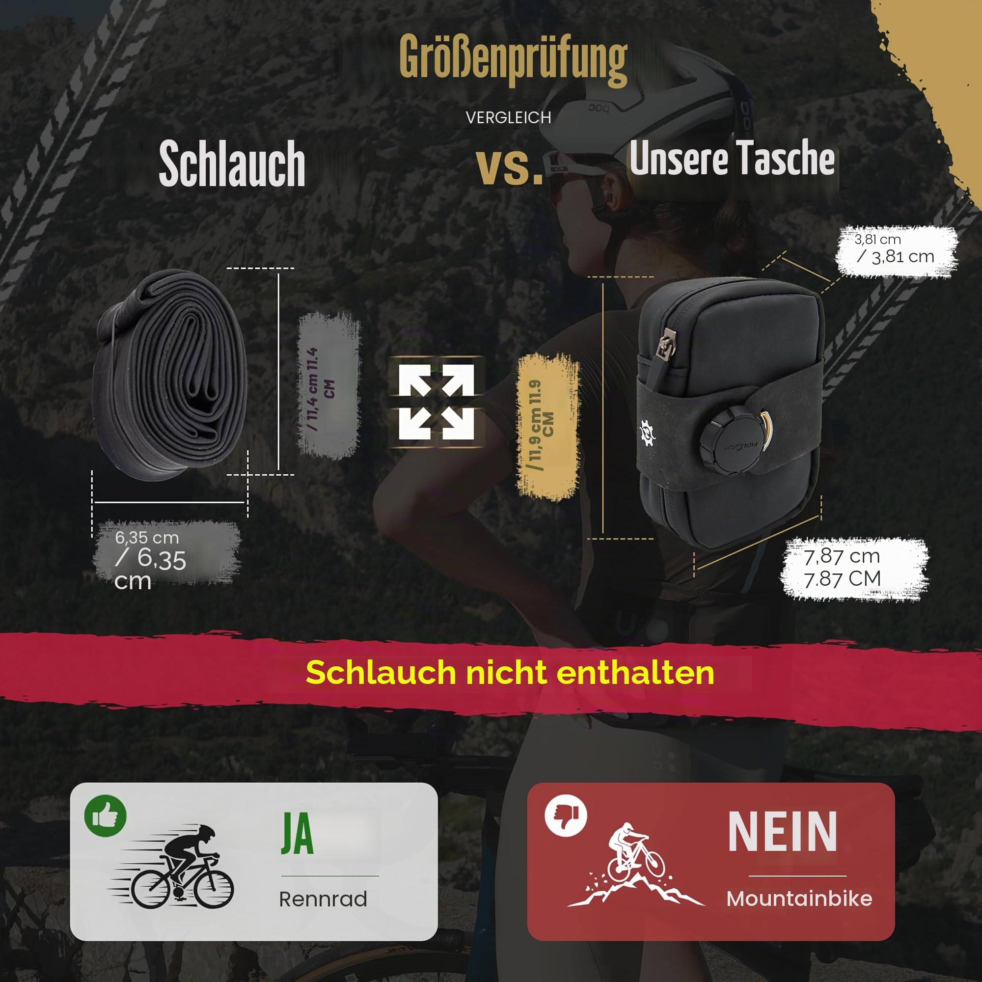 Lumiere & Co. Falcon Magnetische Satteltasche – 0,37 l | 12,7 cm x 7,6 cm x 3,8 cm | Schlankes, minimalistisches Design, schnelle Befestigung mit Magnetverschluss | Fahrradtasche (Schwarz, Klein)